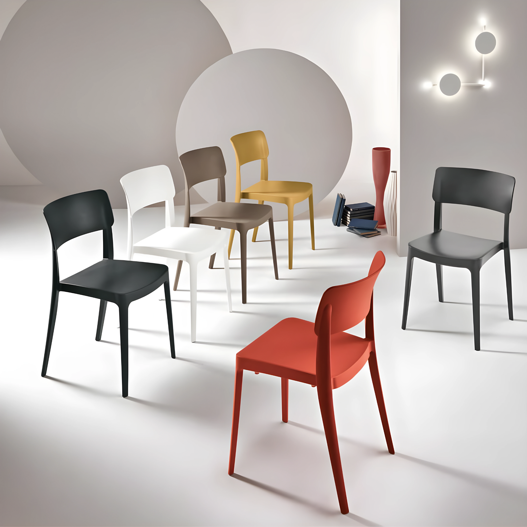 "Maribela" stackable chair set in polypropylene, 50x51 cm, 81h