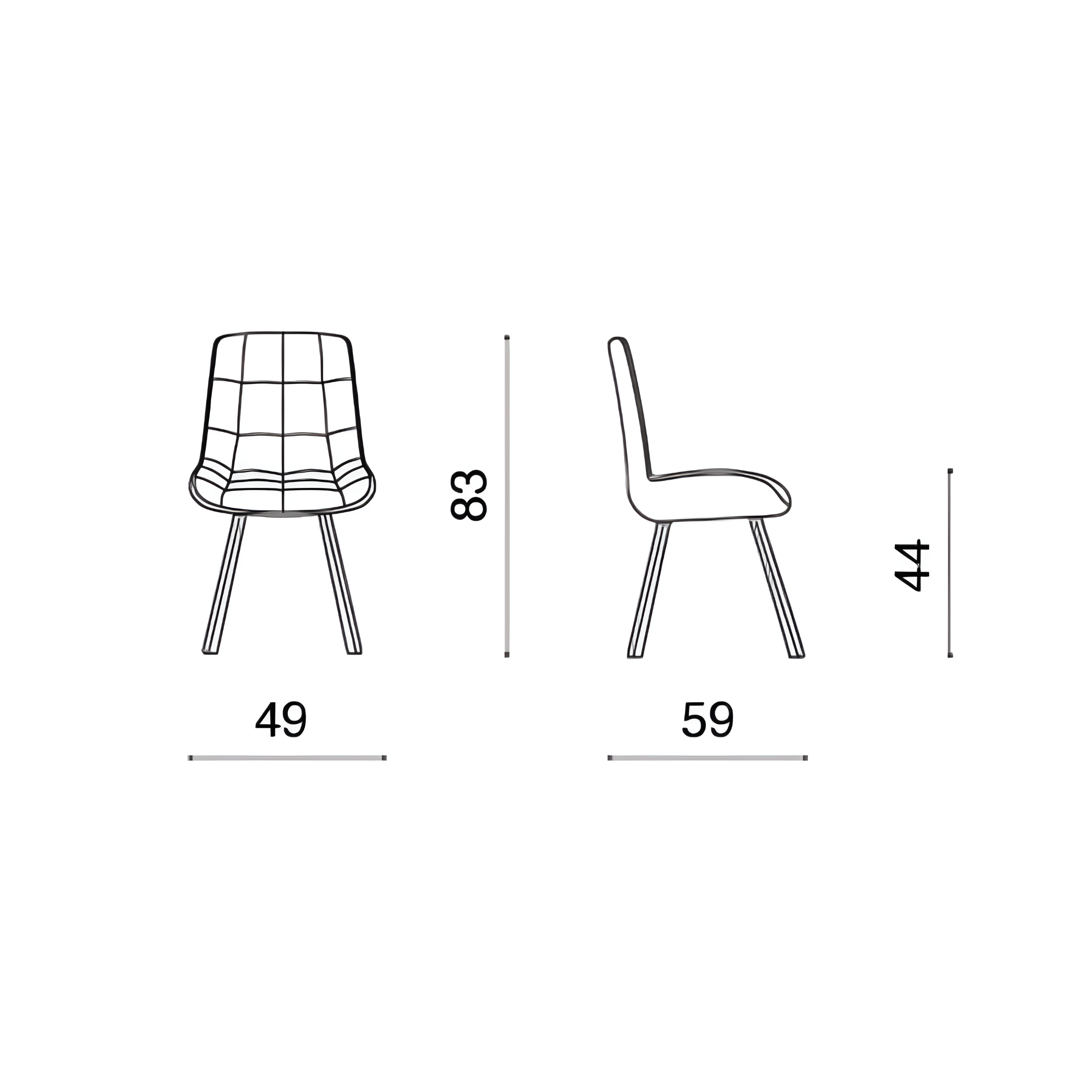 Set of padded chairs "Morgan" metal frame 49x59 cm 83h