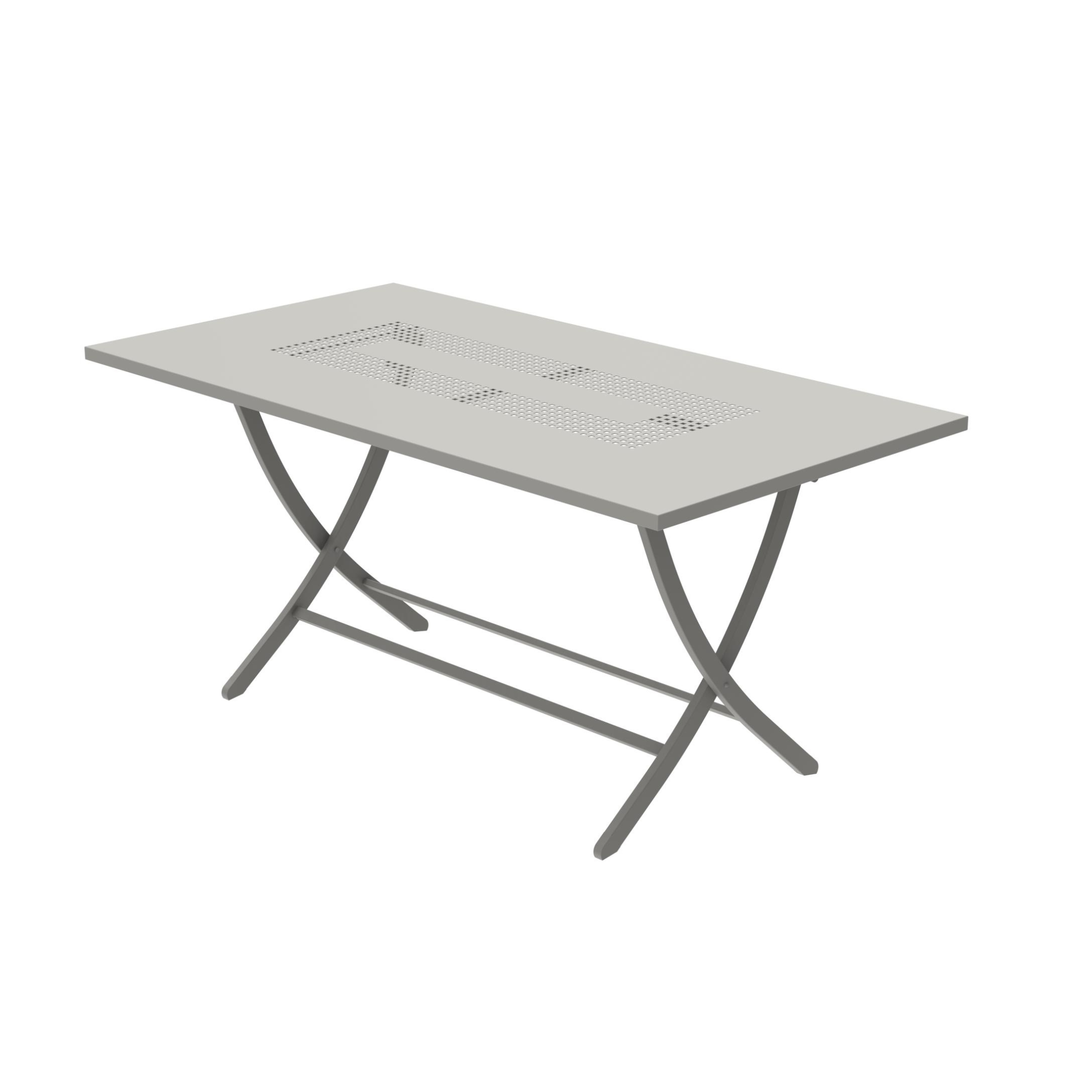 "Vegas" folding rectangular garden table in galvanized metal, 75 cm high.