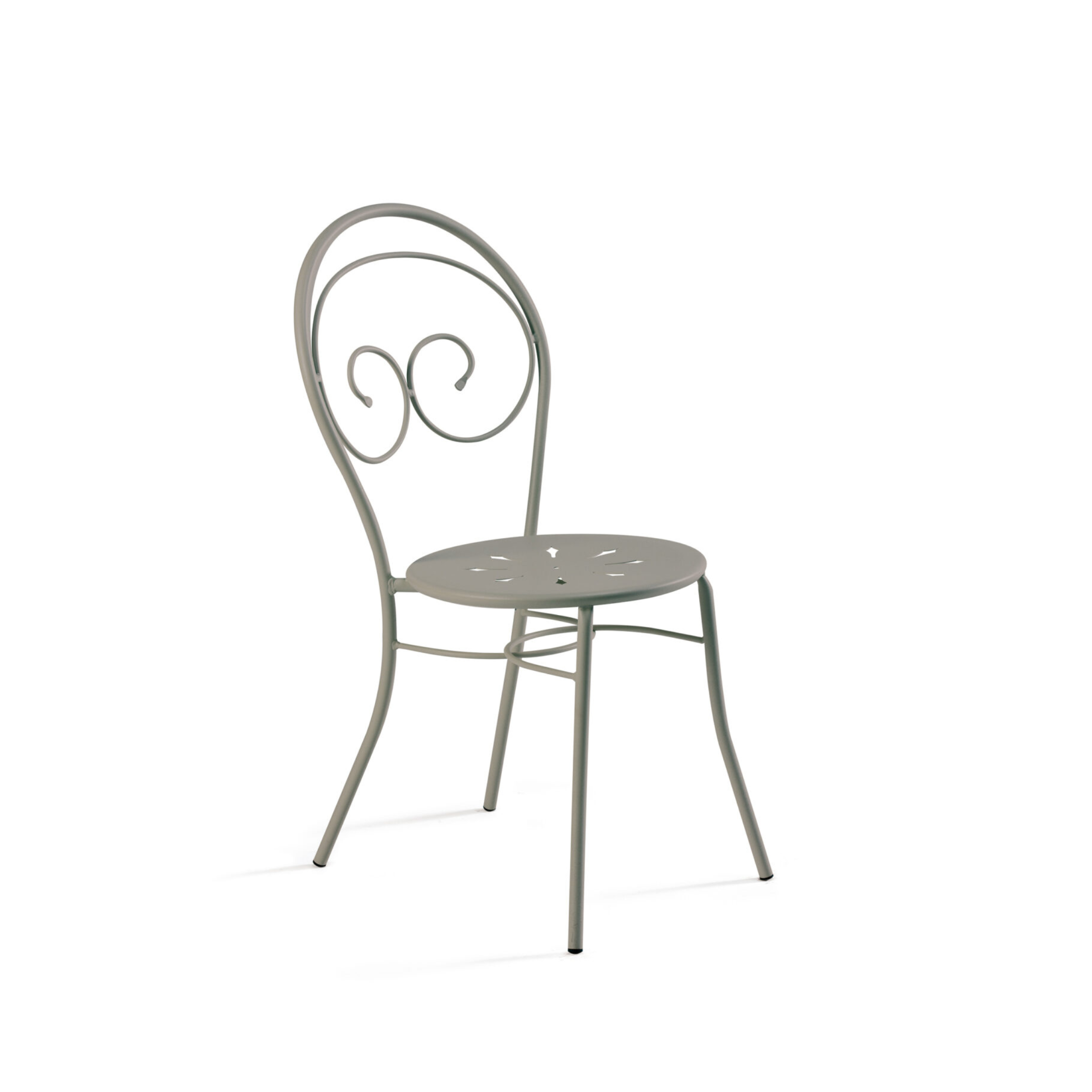 Set of classic "Mimmo" garden chairs in painted metal, stackable, 43x52 cm, 89h