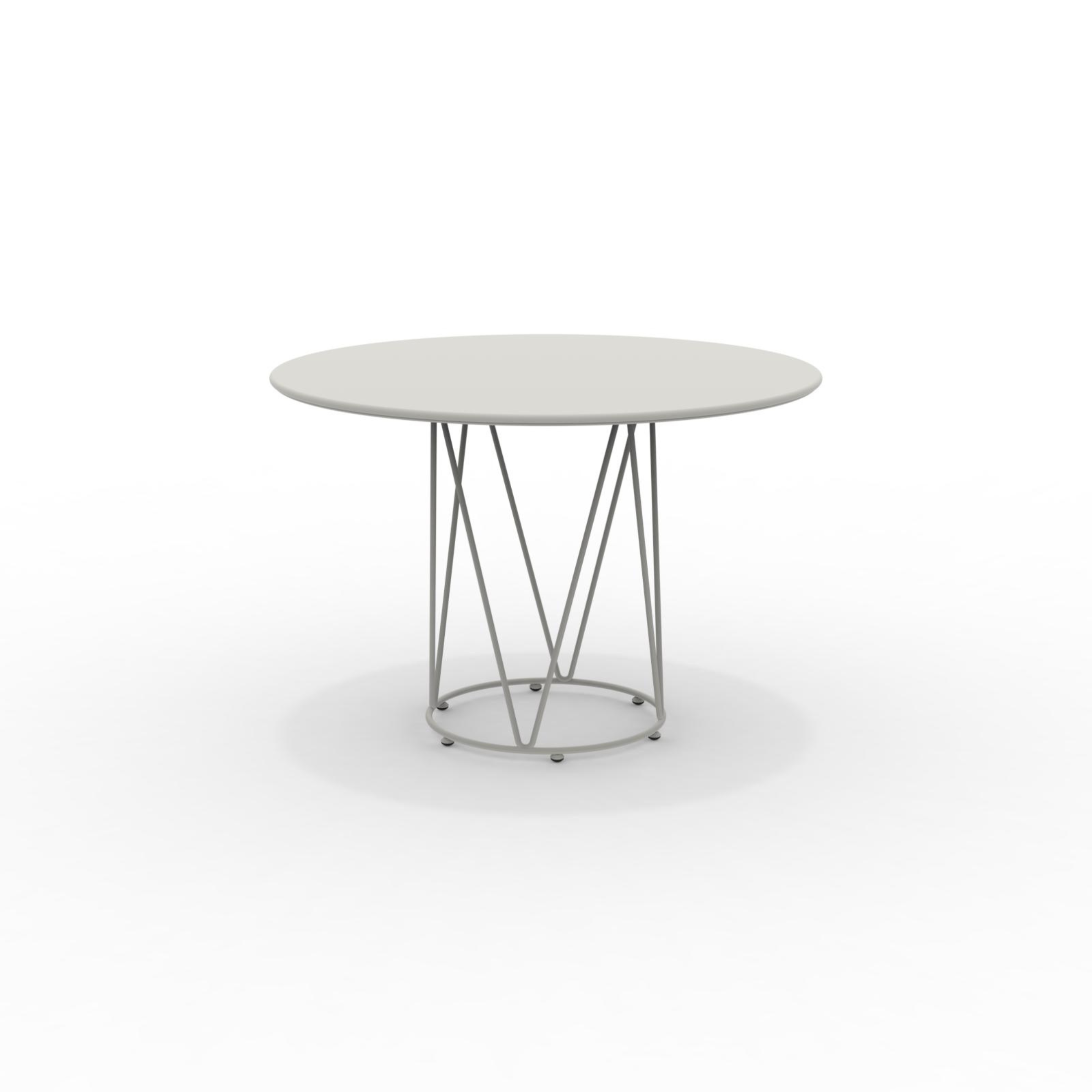 "Daisy6" round dismountable garden table in galvanized metal with pedestal