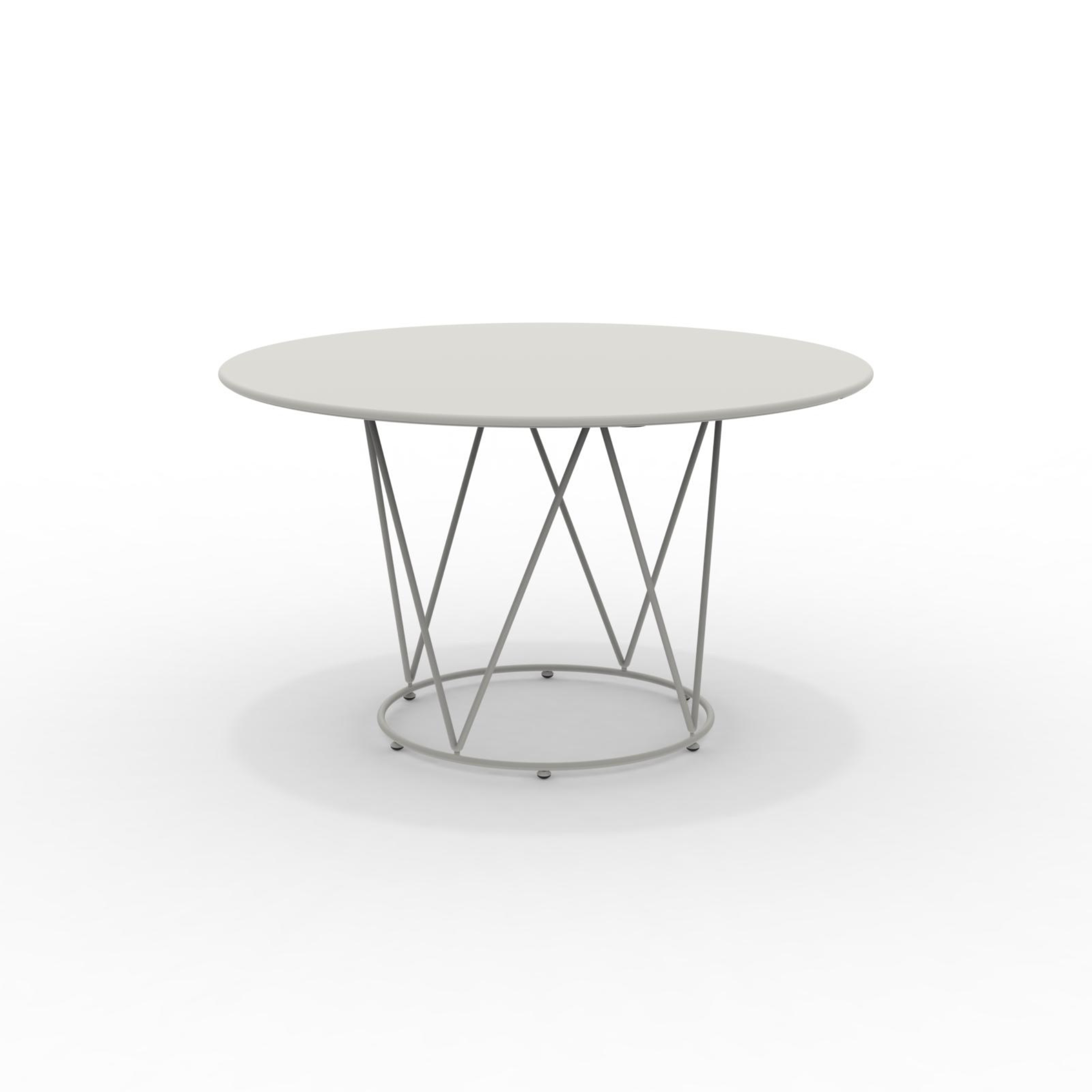 "Daisy6" round dismountable garden table in galvanized metal with pedestal