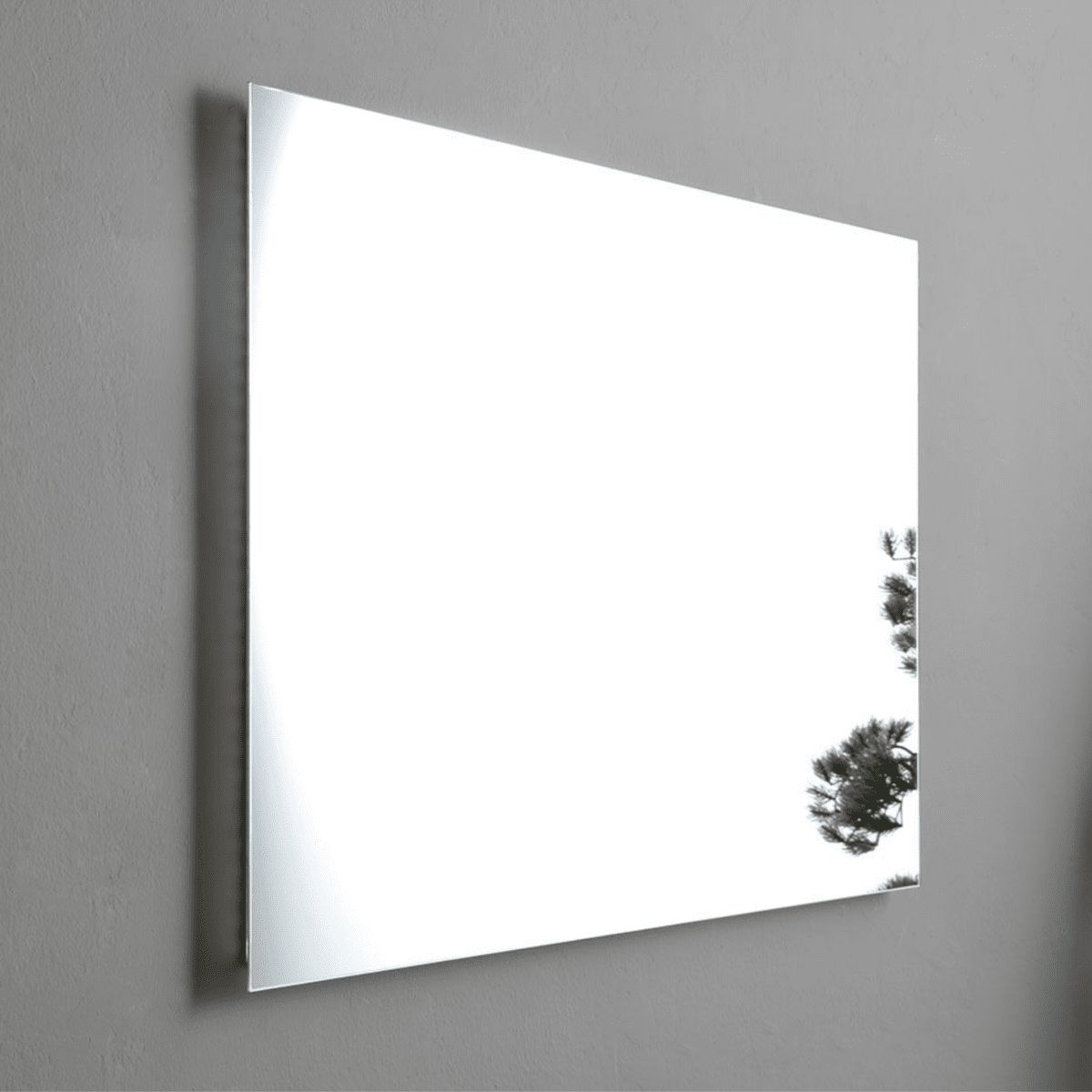 Mobile bagno a terra resina grigio "Figi" 80 cm con lavabo grigio e specchio rettangolare LED retroilluminato - MondoViro