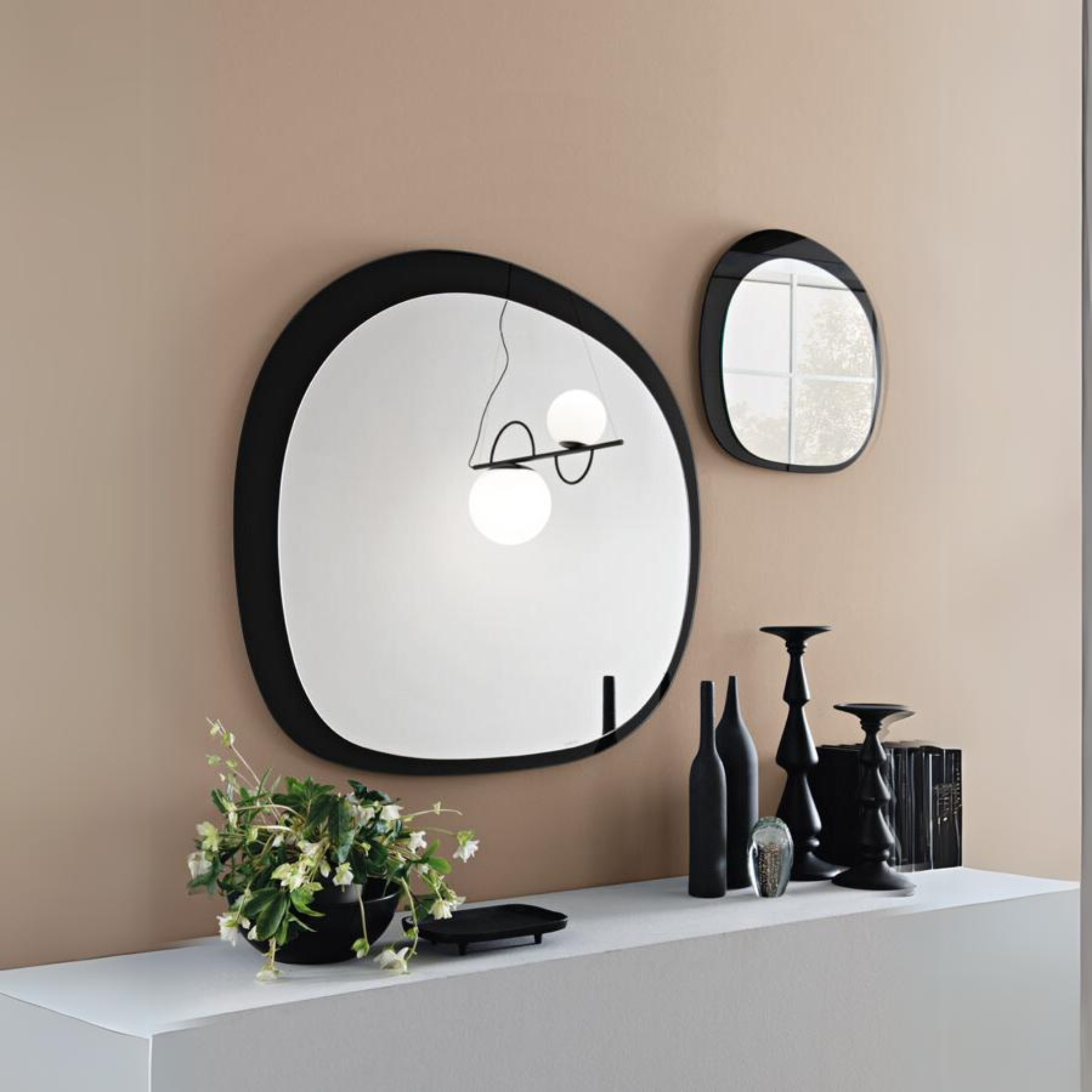 Modern wall mirror "Shiva" with double-layer shaped frame
