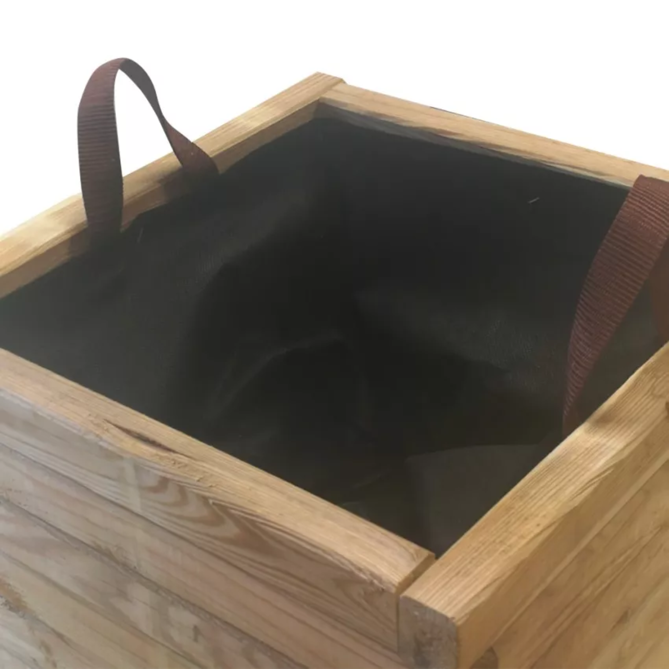 "Lady" square wooden planter for outdoors with TNT fabric, 40x40 cm, 30.5 cm high.