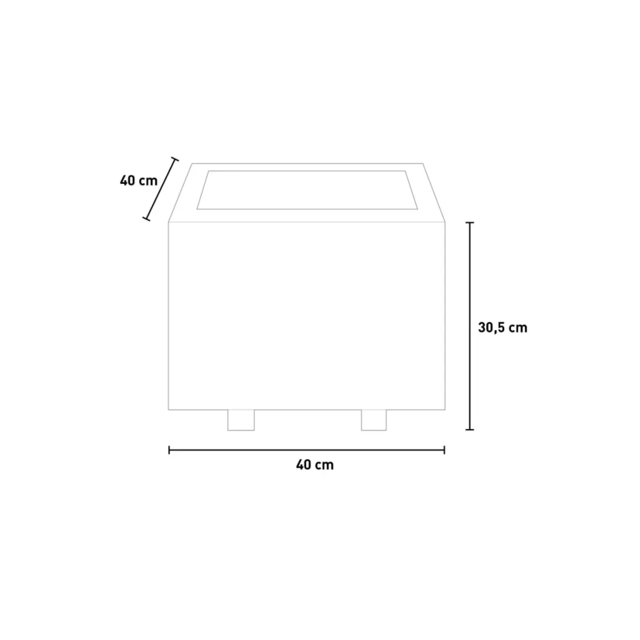 "Lady" square wooden planter for outdoors with TNT fabric, 40x40 cm, 30.5 cm high.