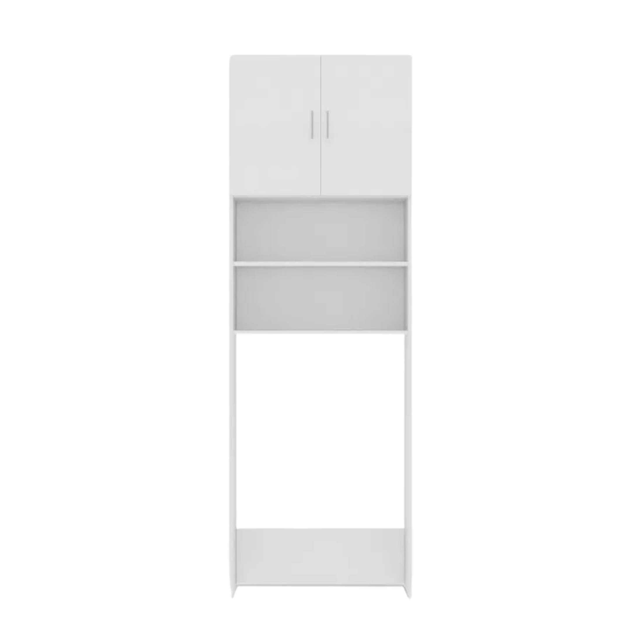 "Garda" space-saving washing machine cabinet with 2 doors and 2 shelves, white, 62x23 cm, 196 cm high.