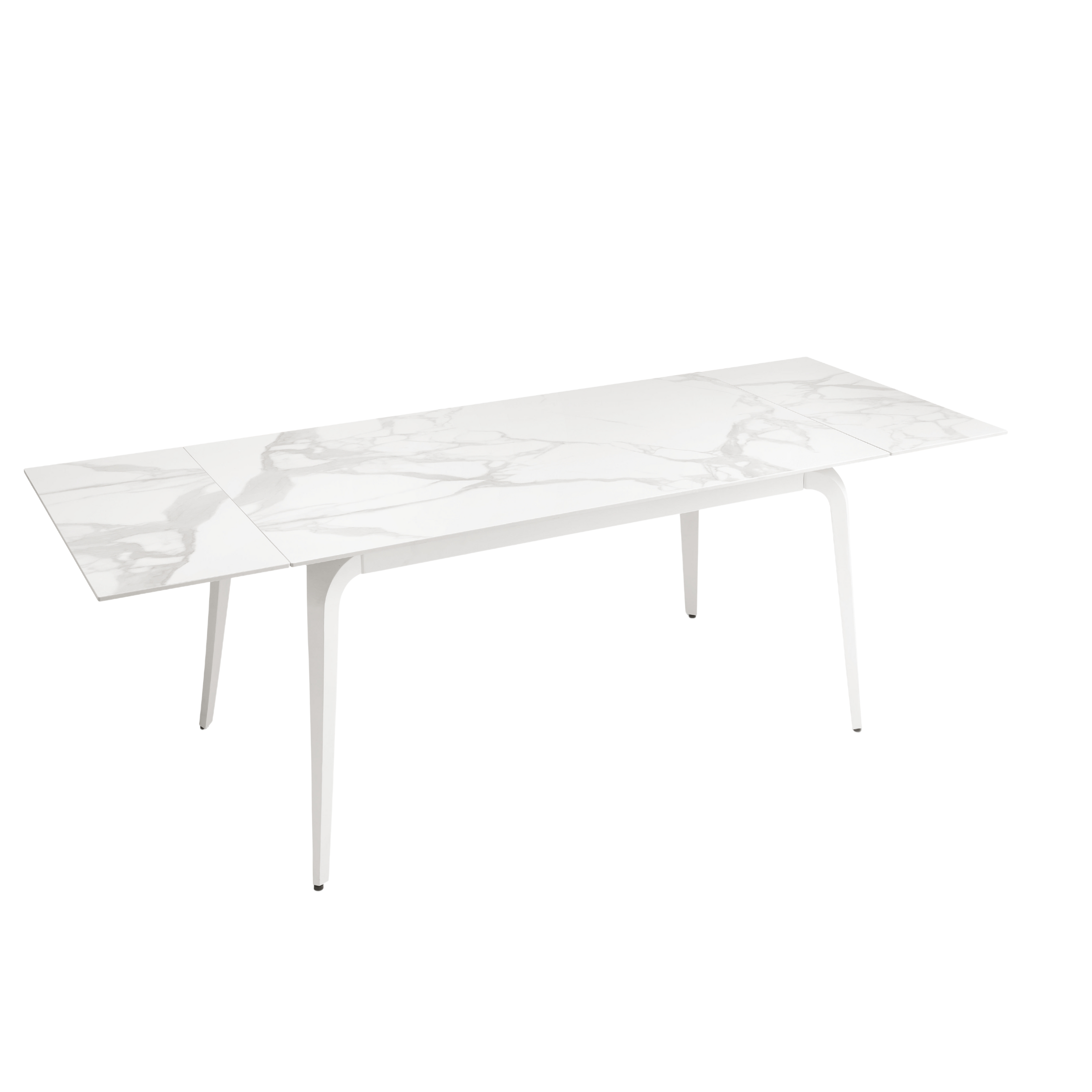 Extendable "Gedy" marble-effect table with two extensions, 160/240x90 cm, 77 cm high.