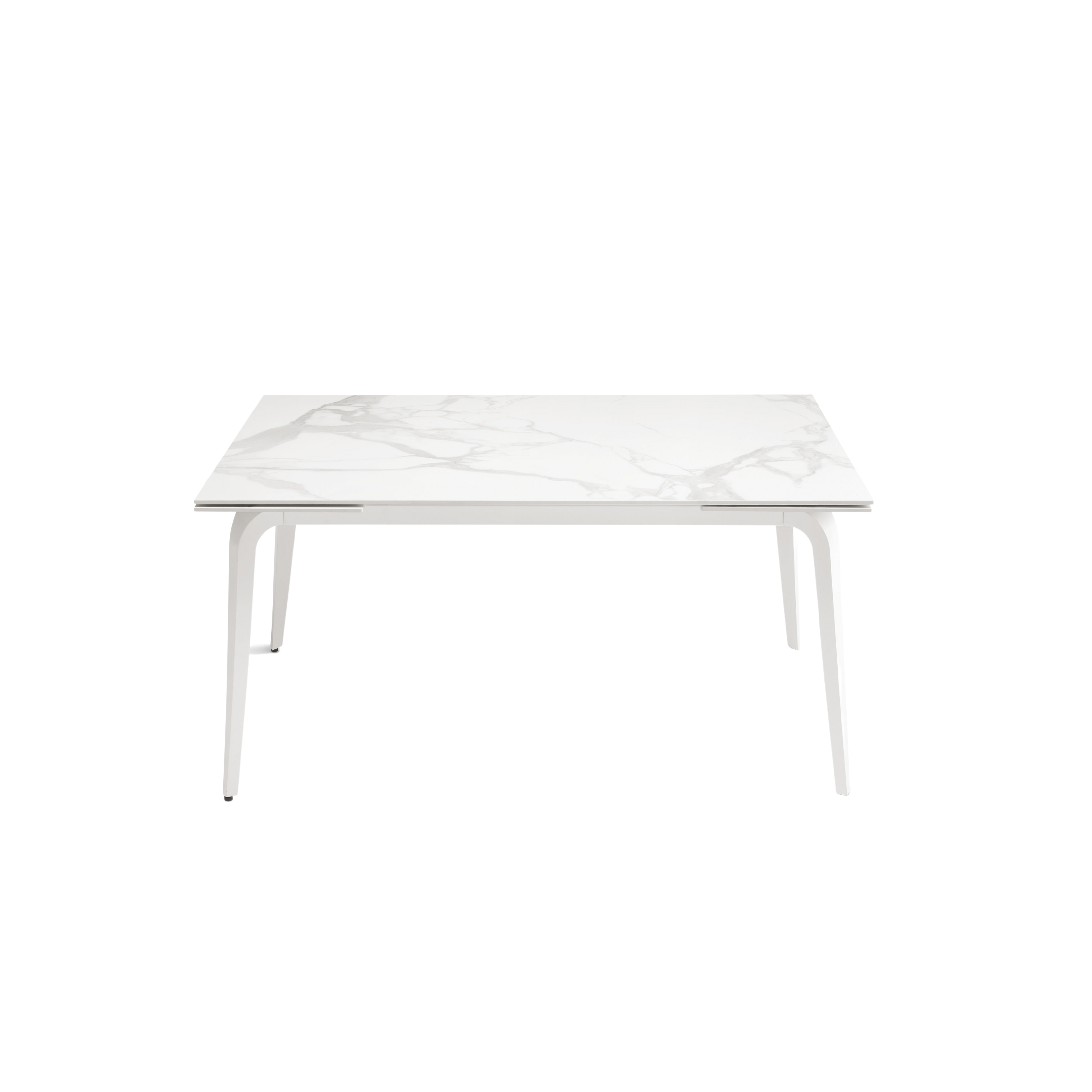 Extendable "Gedy" marble-effect table with two extensions, 160/240x90 cm, 77 cm high.