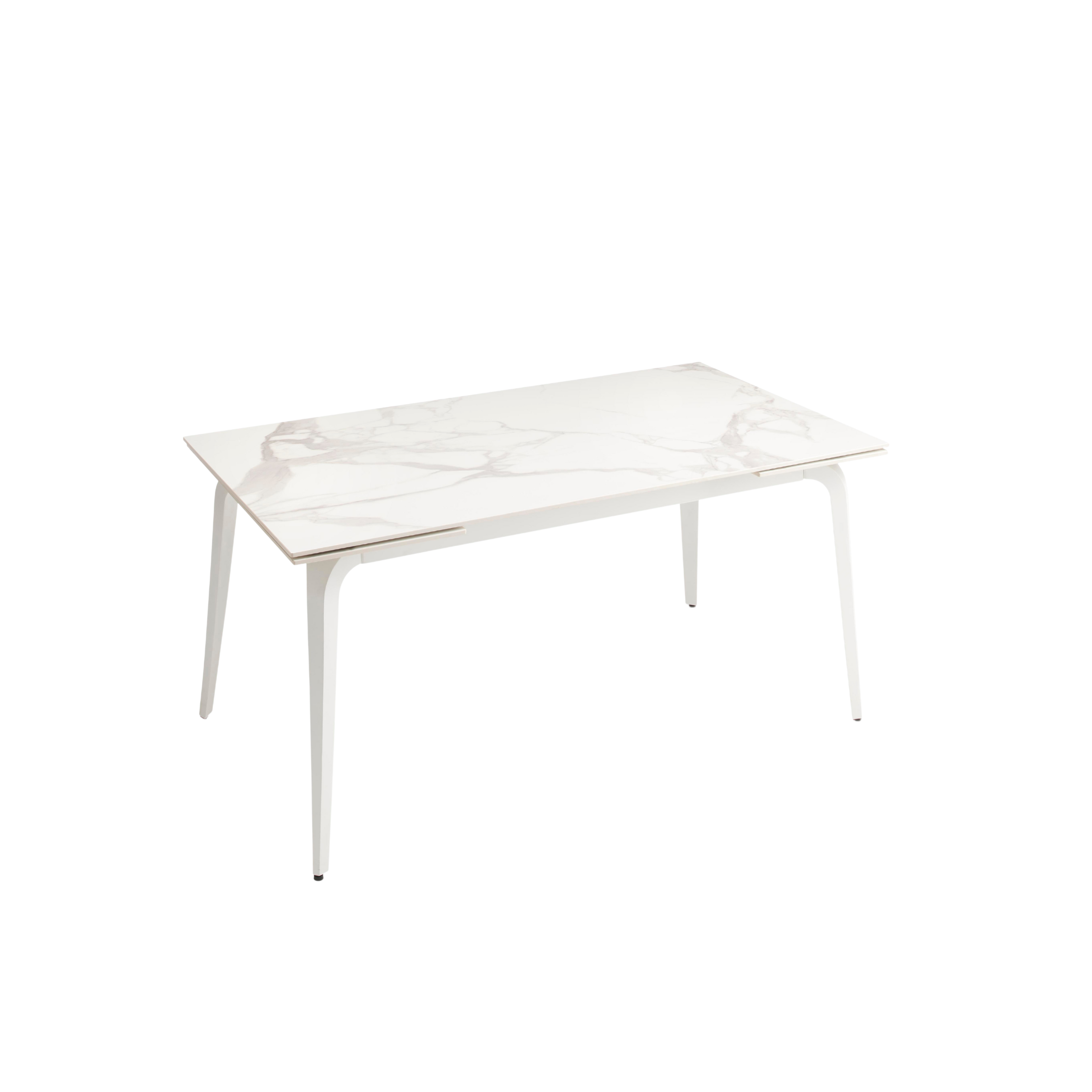Extendable "Gedy" marble-effect table with two extensions, 160/240x90 cm, 77 cm high.