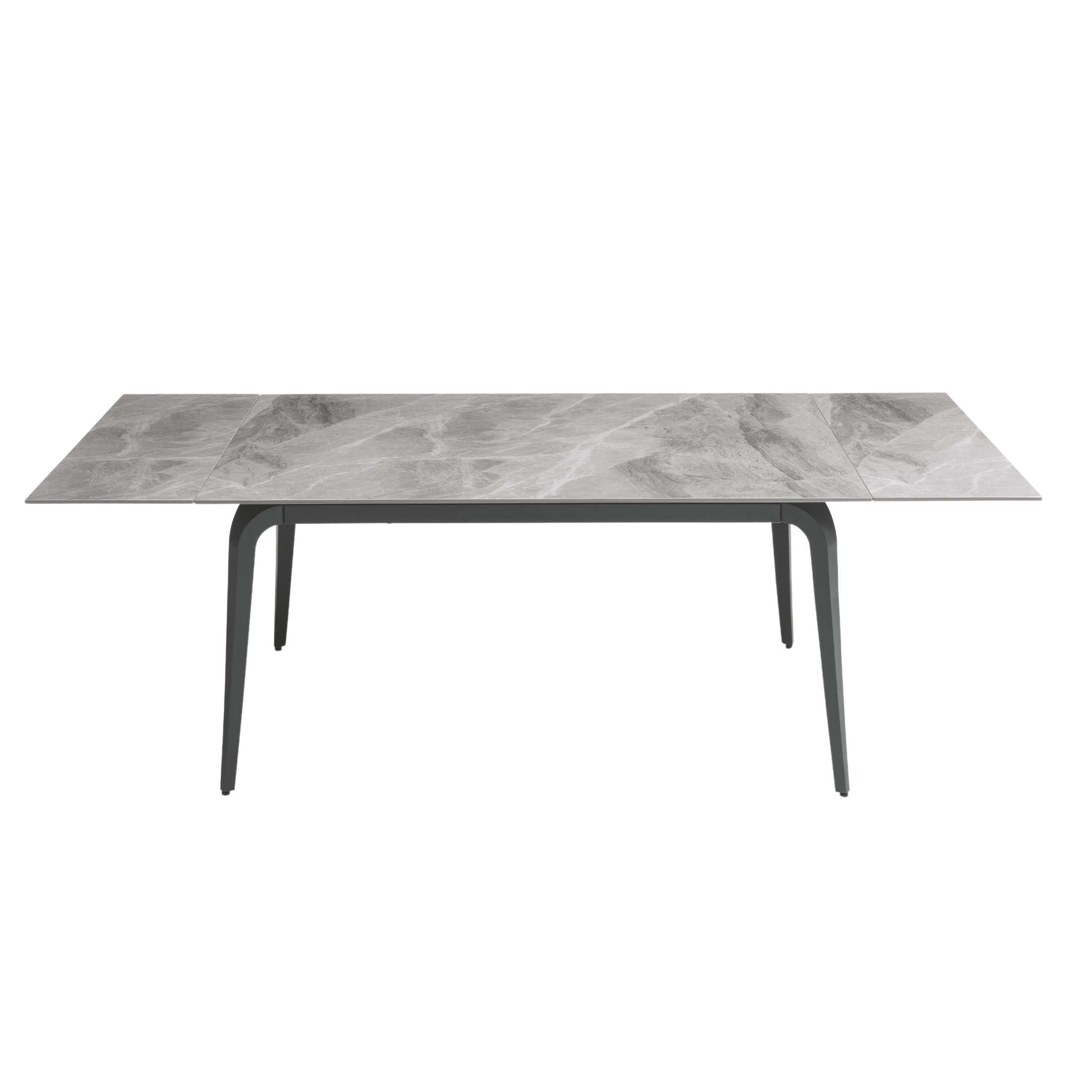 Extendable "Gedy" marble-effect table with two extensions, 160/240x90 cm, 77 cm high.