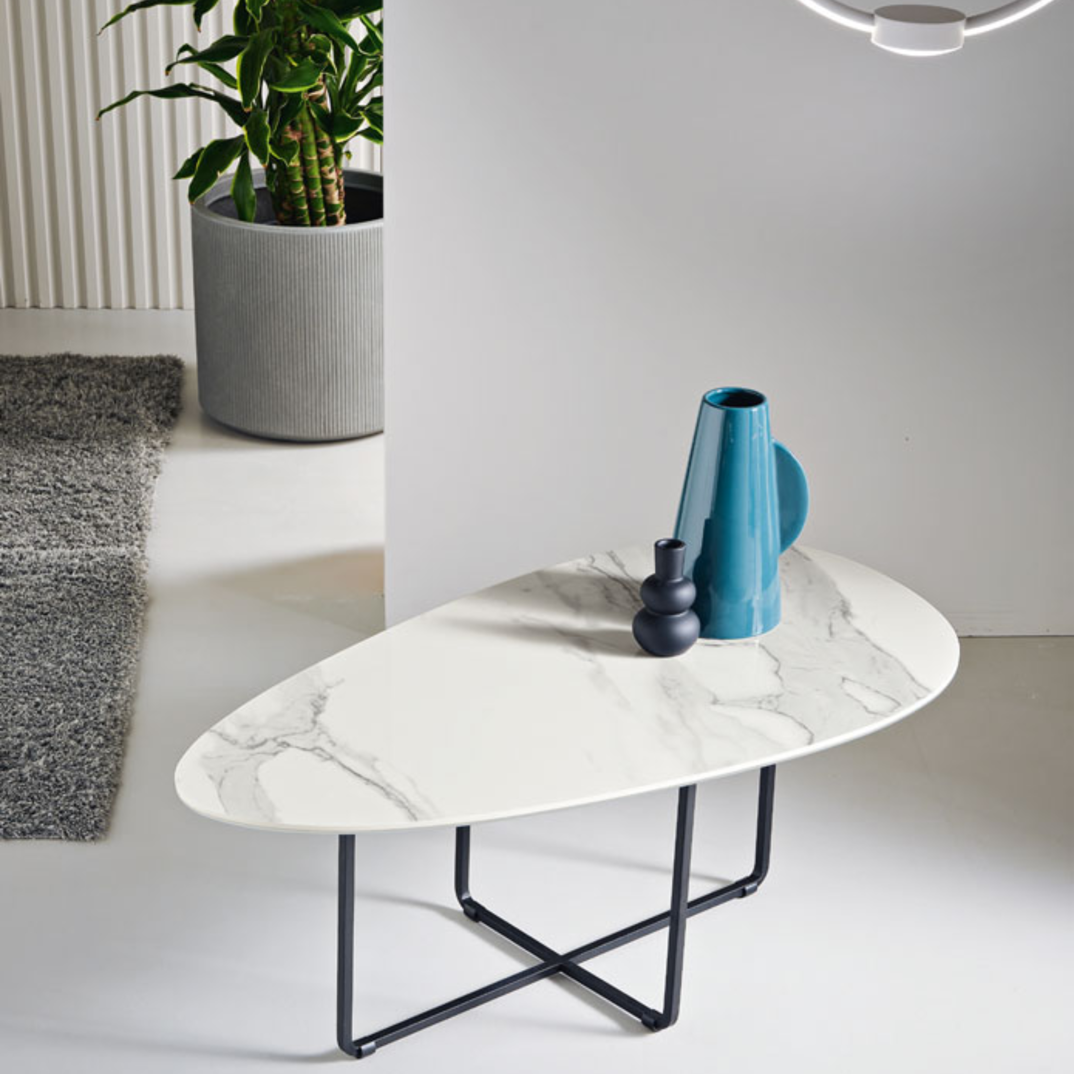 Modern "Jason" living room coffee table with metal frame