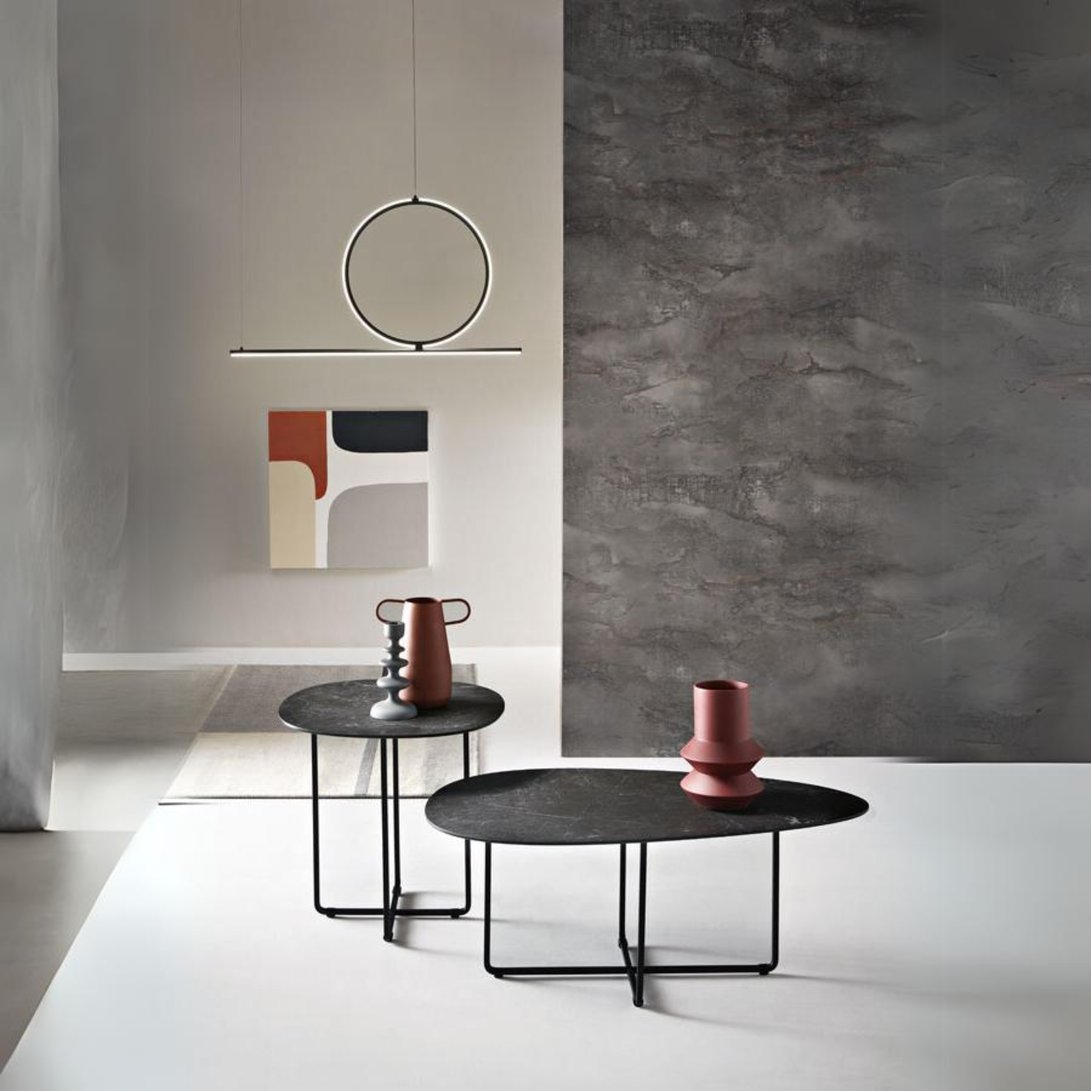 Modern "Jason" living room coffee table with metal frame