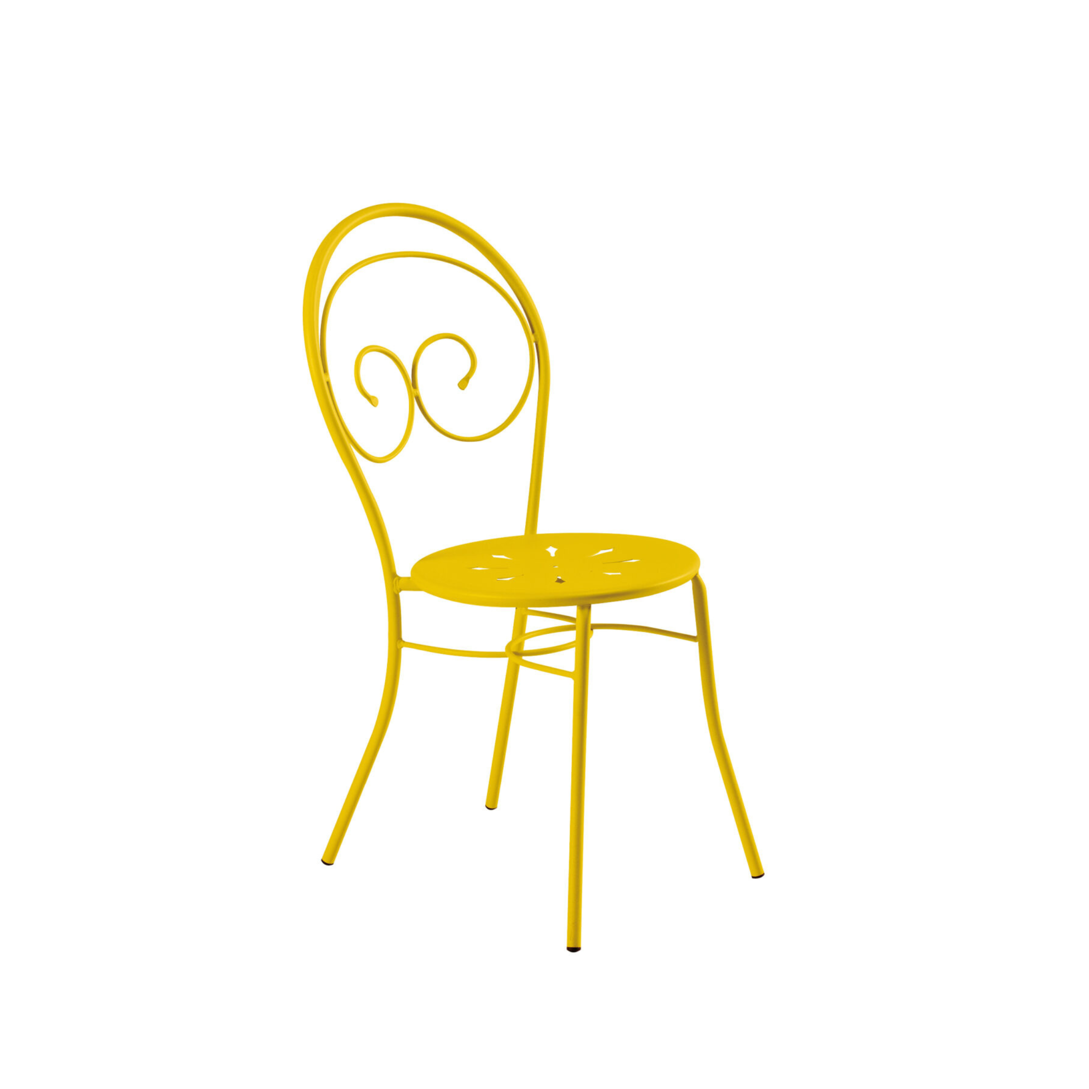 Set of classic "Mimmo" garden chairs in painted metal, stackable, 43x52 cm, 89h