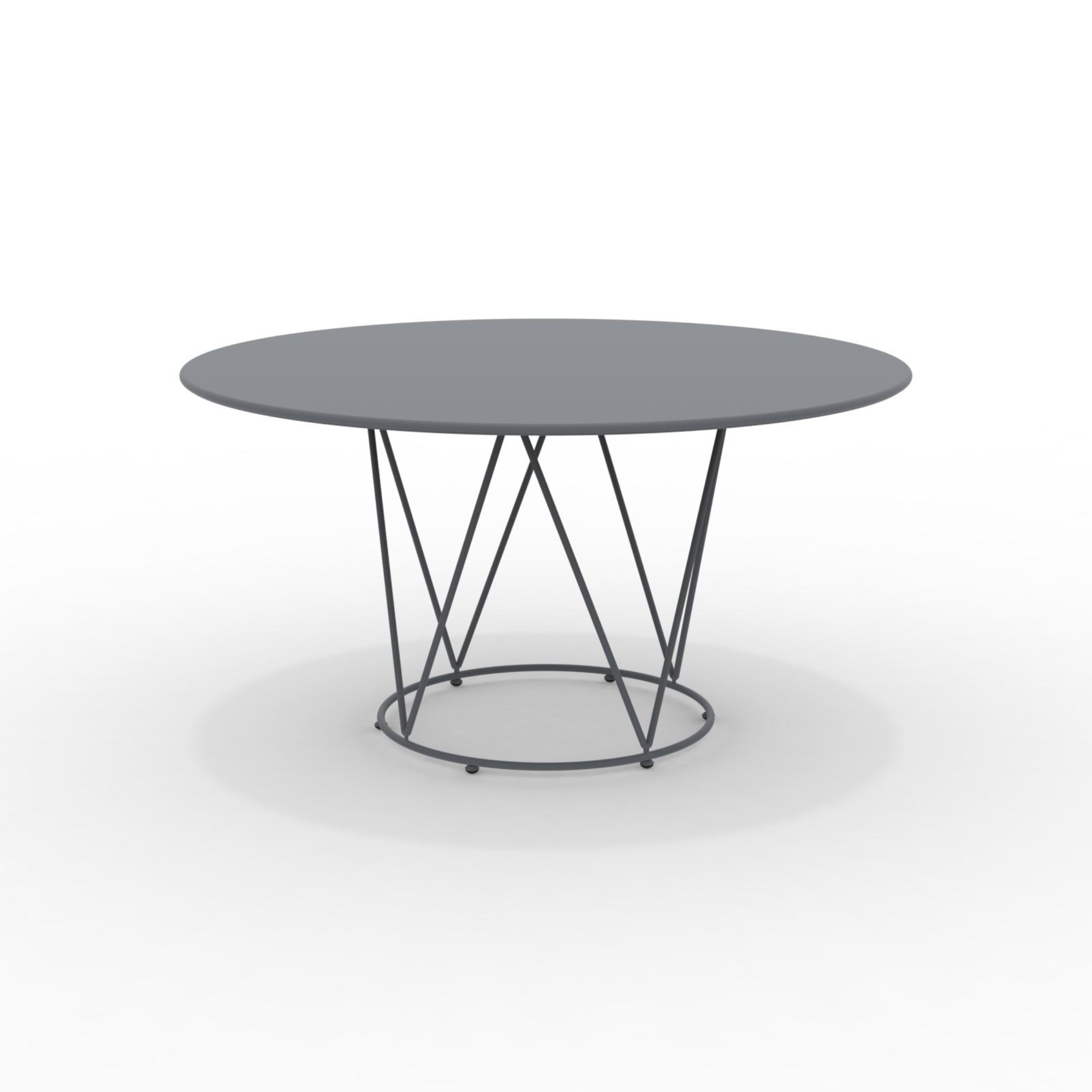 "Daisy6" round dismountable garden table in galvanized metal with pedestal