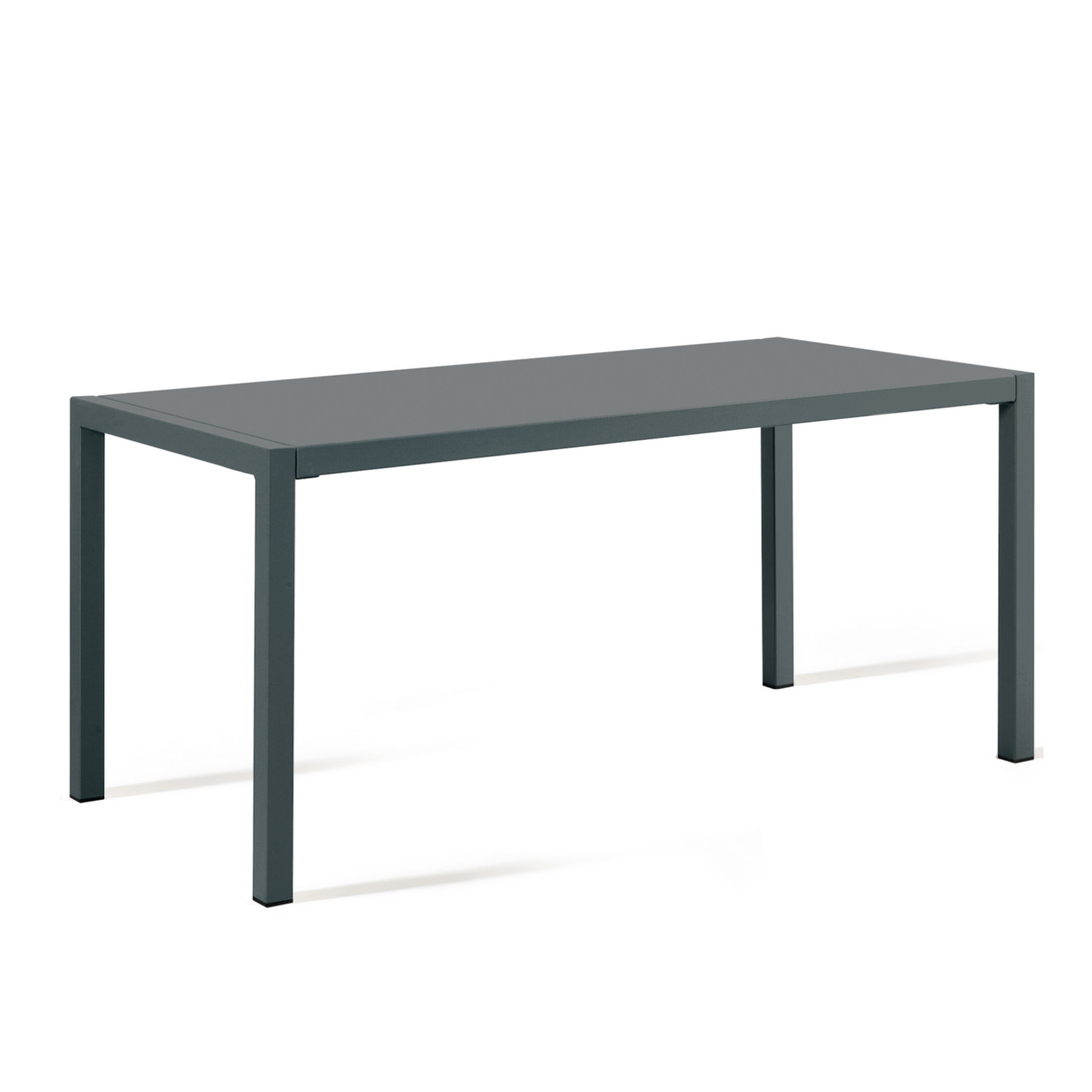 "Quatris" modern fixed rectangular metal garden table, stackable, 75 cm high.