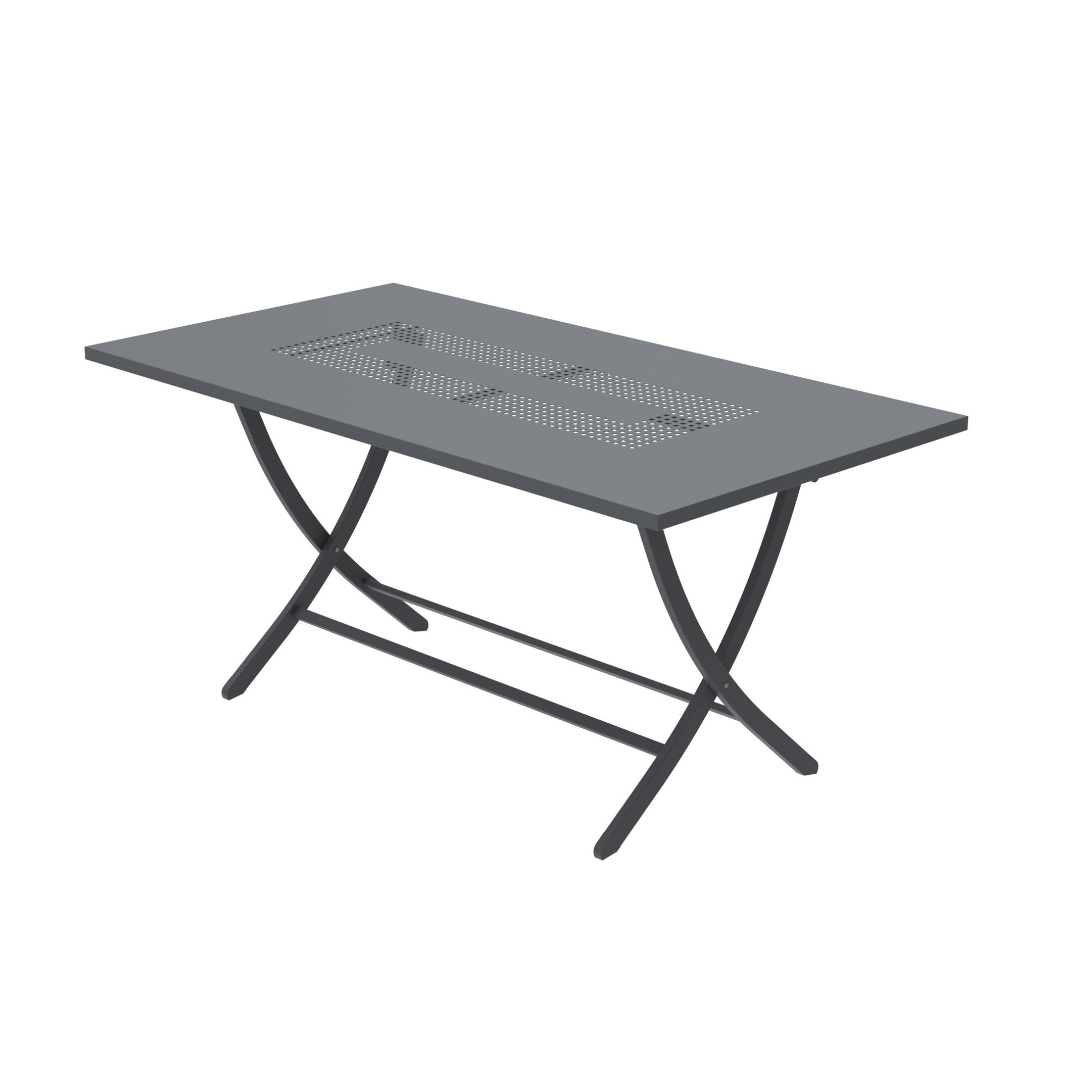 "Vegas" folding rectangular garden table in galvanized metal, 75 cm high.