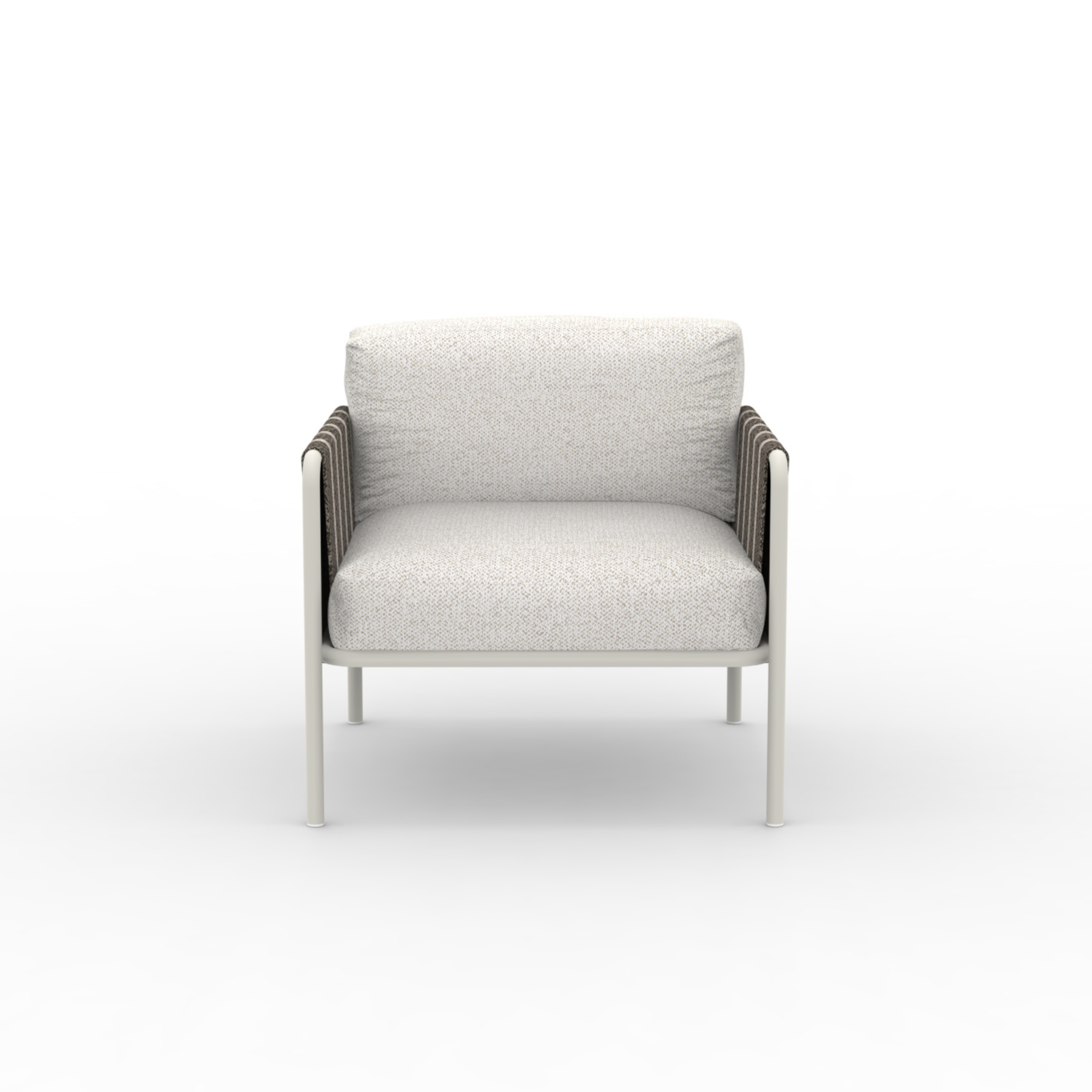 Hamptons low metal lounge chair with 80x80 cm 84h cushions