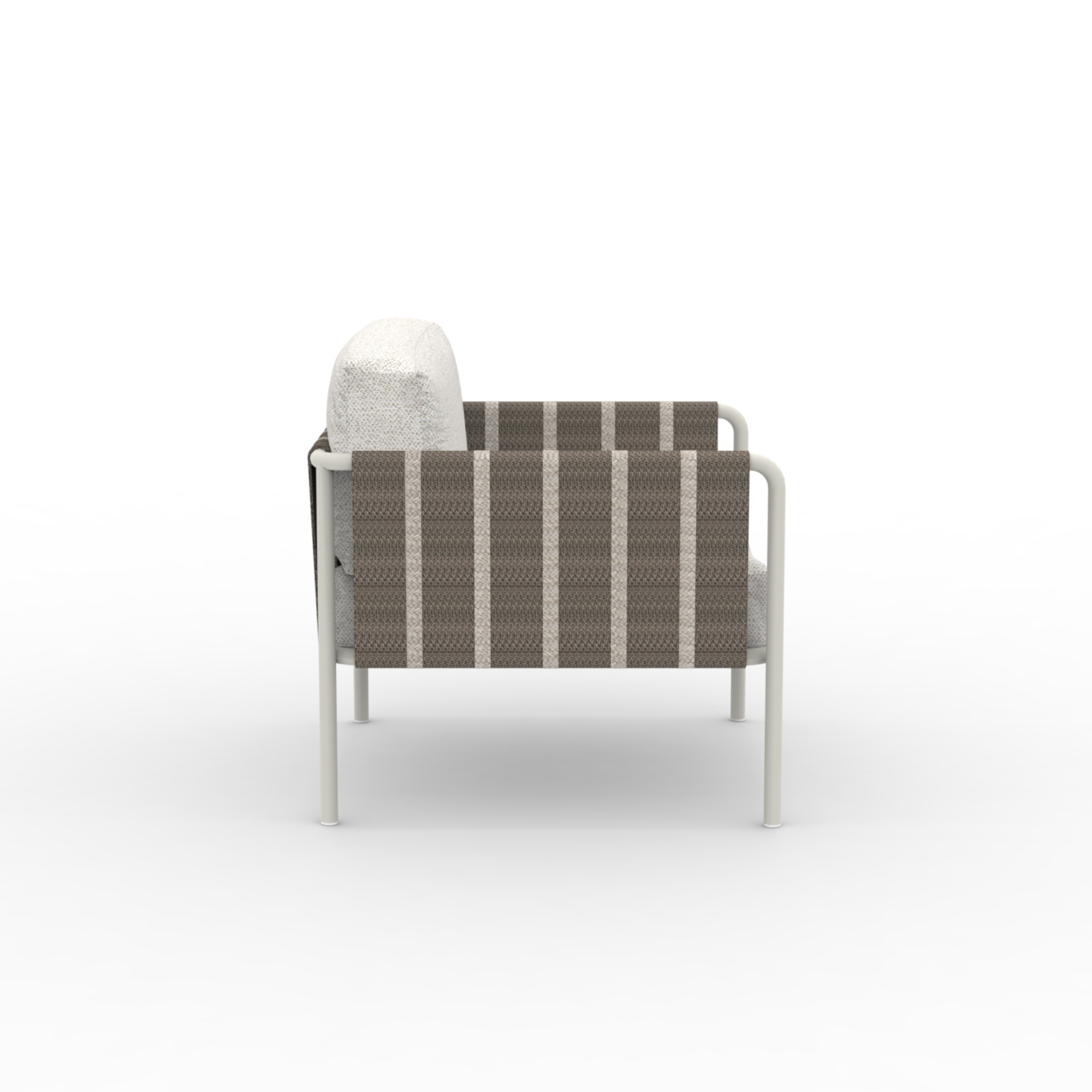 Hamptons low metal lounge chair with 80x80 cm 84h cushions