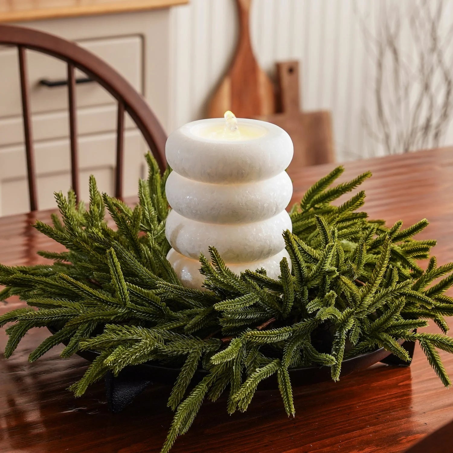 Norfolk pine "Liam" Christmas wreath in PE with Real Touch effect, Ø 60 cm