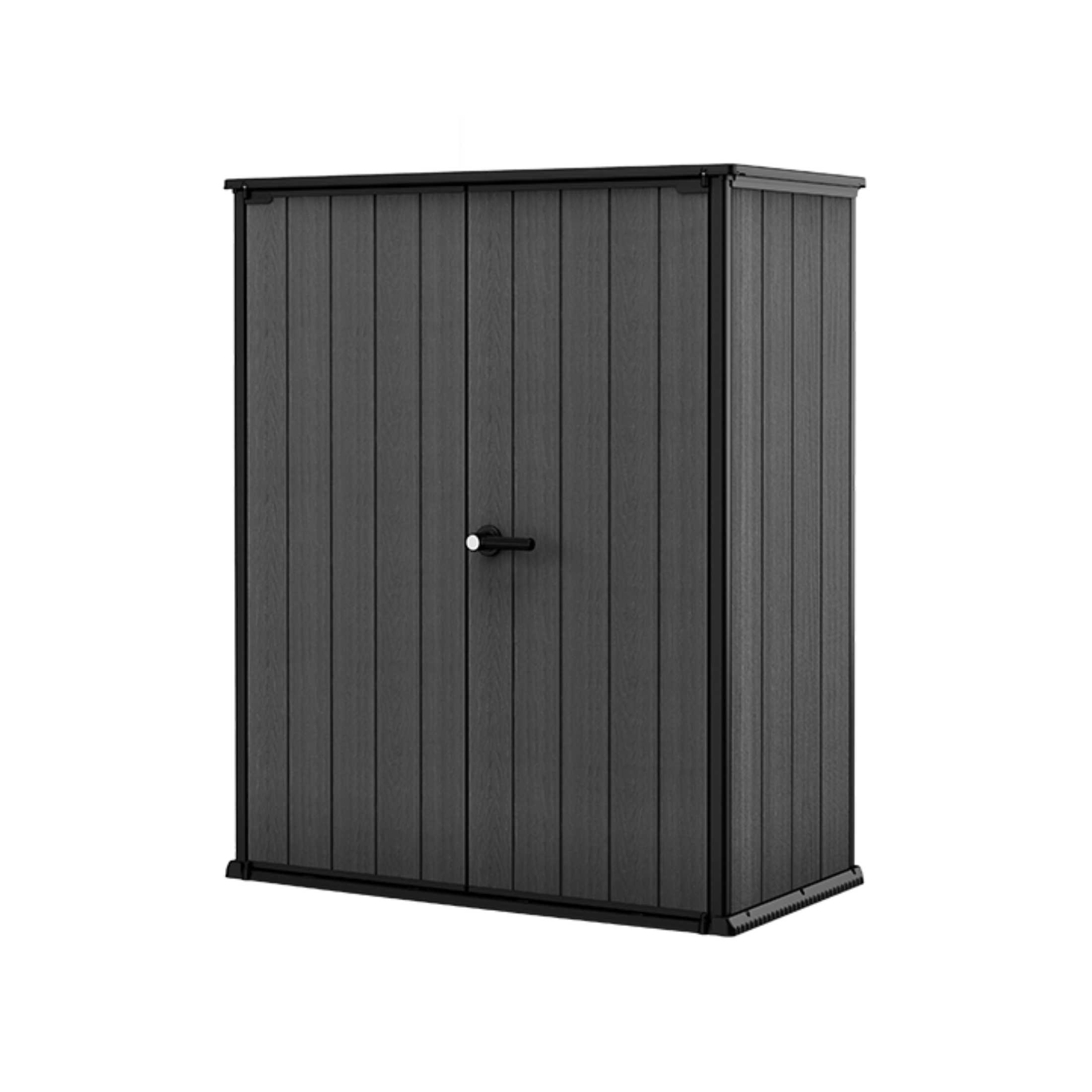 "Gnome" outdoor tool shed, grey, wood effect, spacious and resistant, 140x73.6 cm, 170.4 cm high