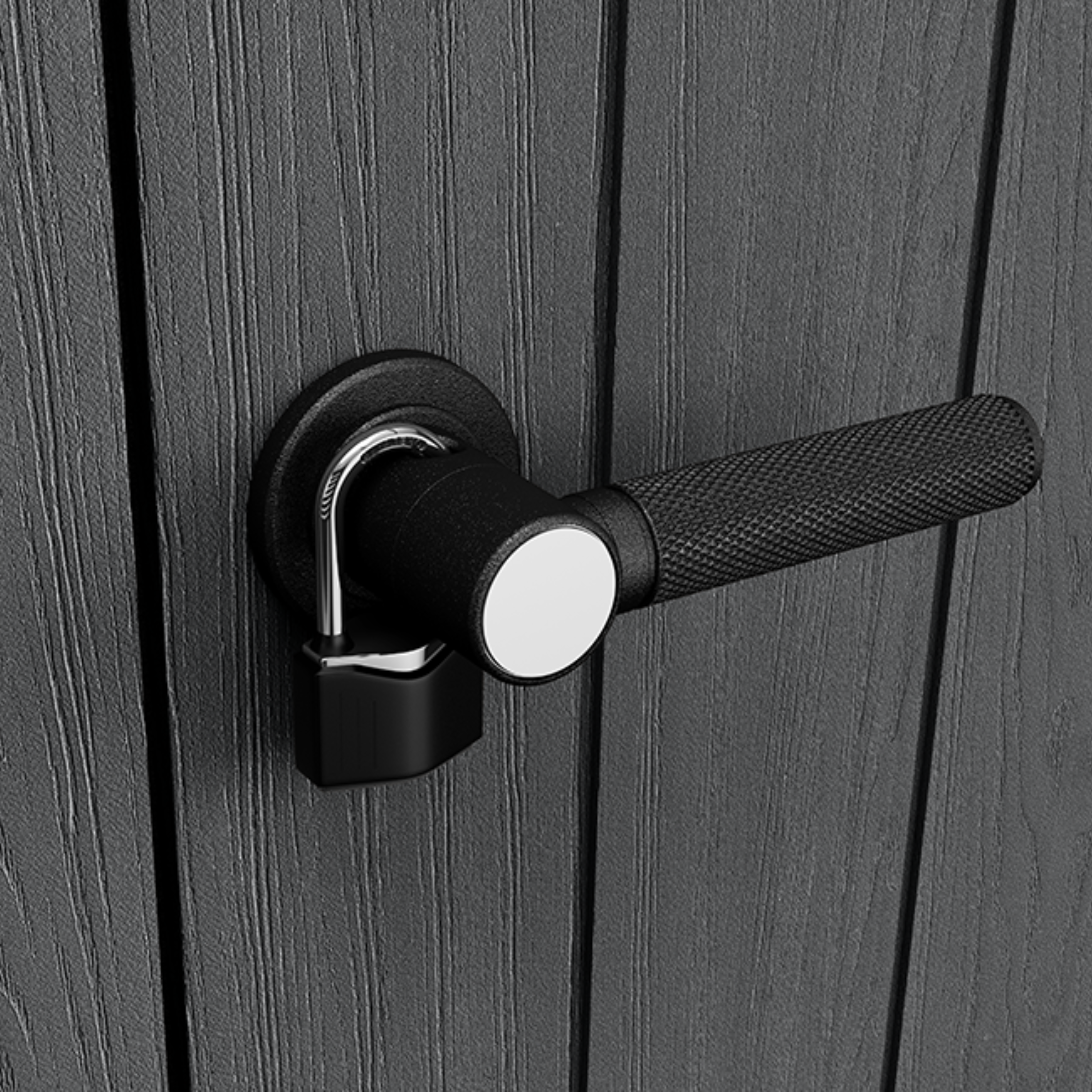 "Gnome" outdoor tool shed, grey, wood effect, spacious and resistant, 140x73.6 cm, 170.4 cm high