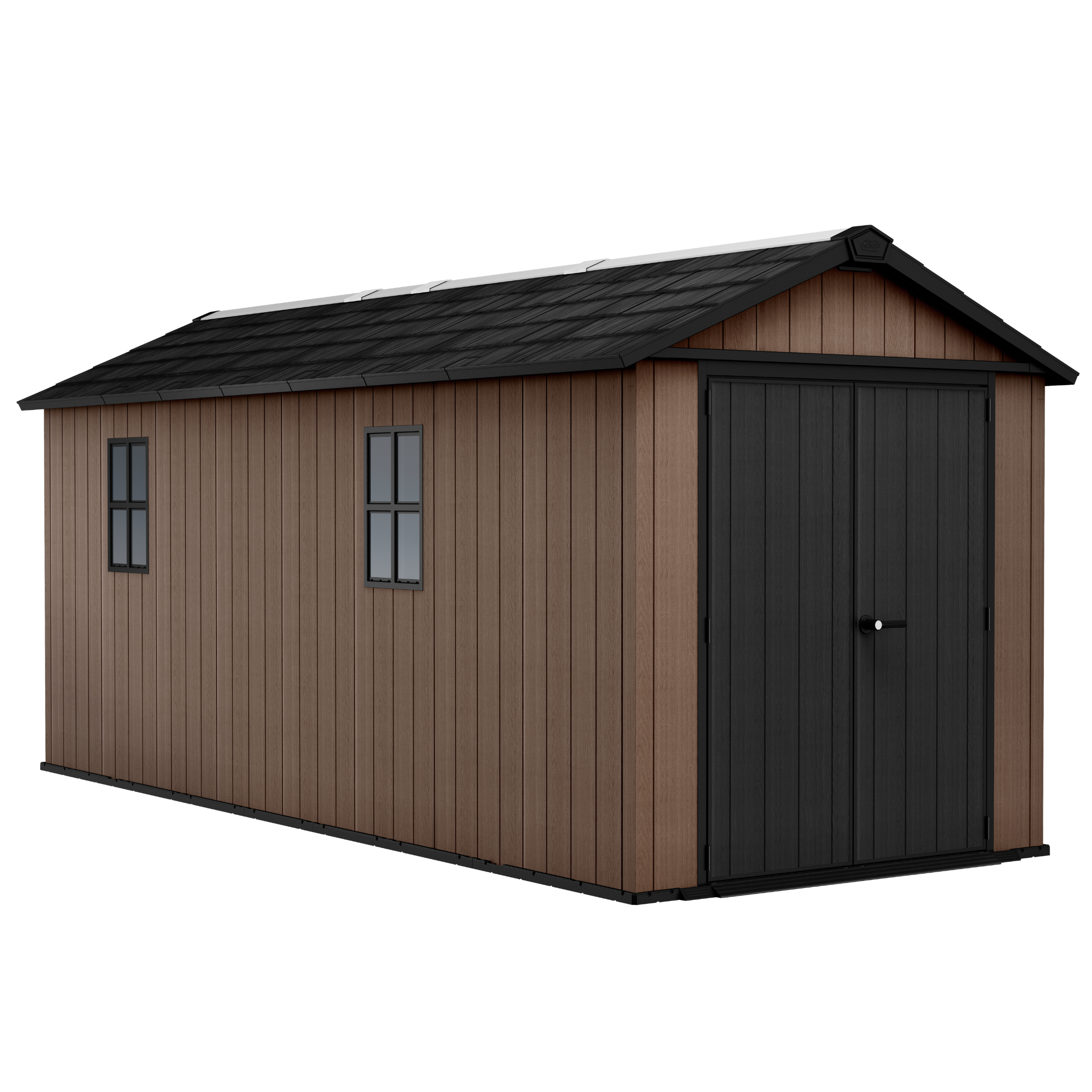 Evotech "Nido Plus 7517/1775" garden shed in brown with two mounting options