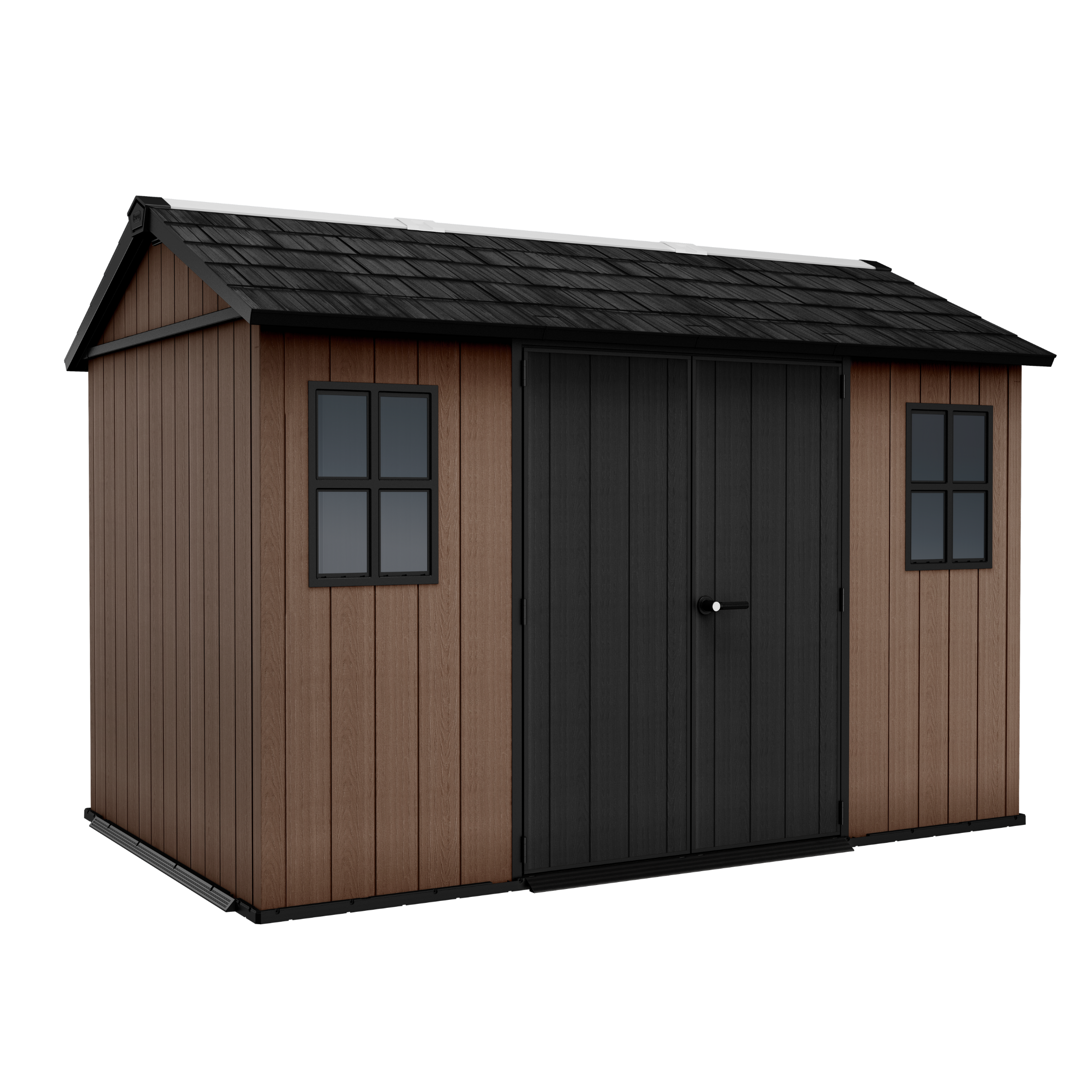 Evotech "Nido Plus 7511/1175" garden shed in brown with two mounting options