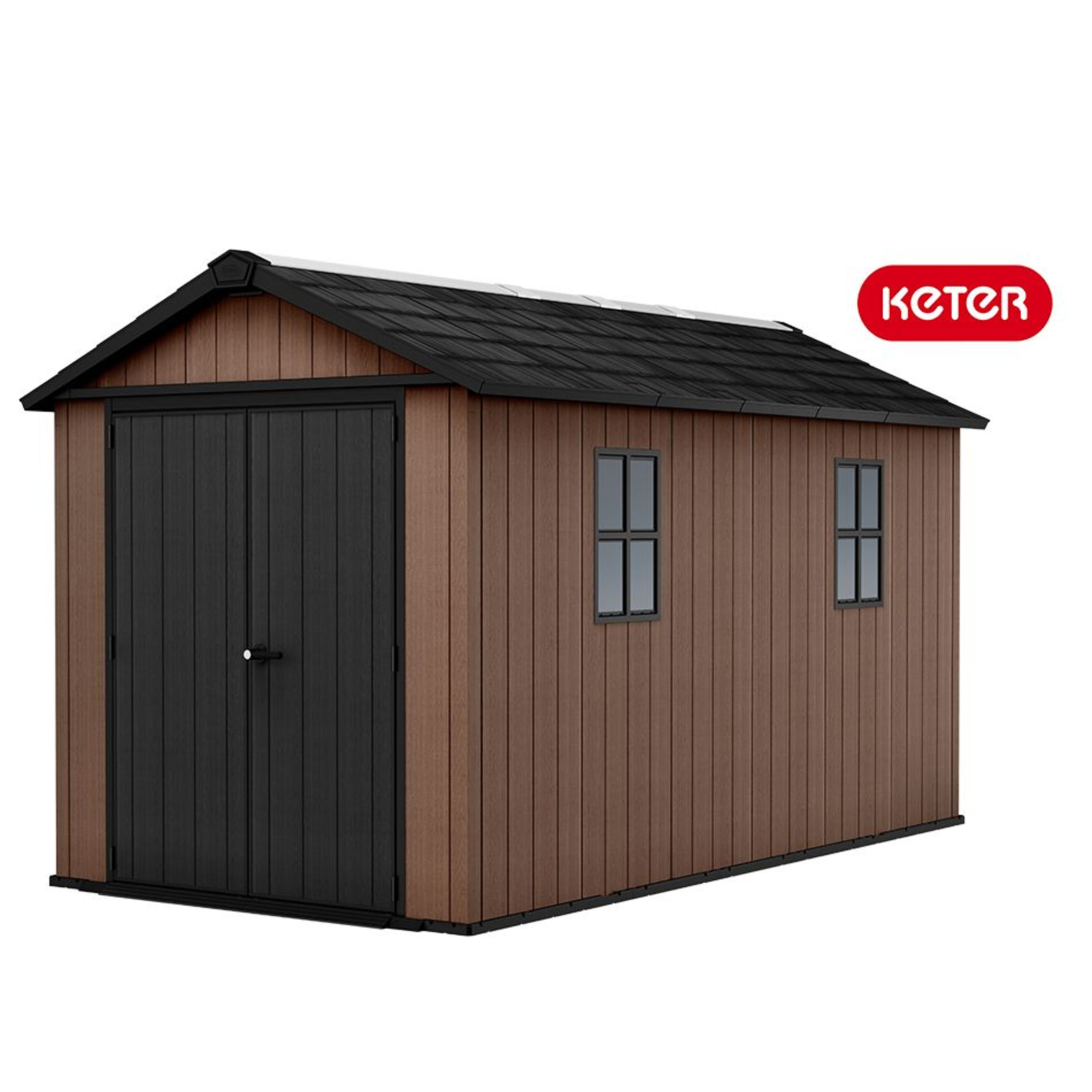 Evotech "Nido Plus 7513/1375" garden shed in brown with two mounting options