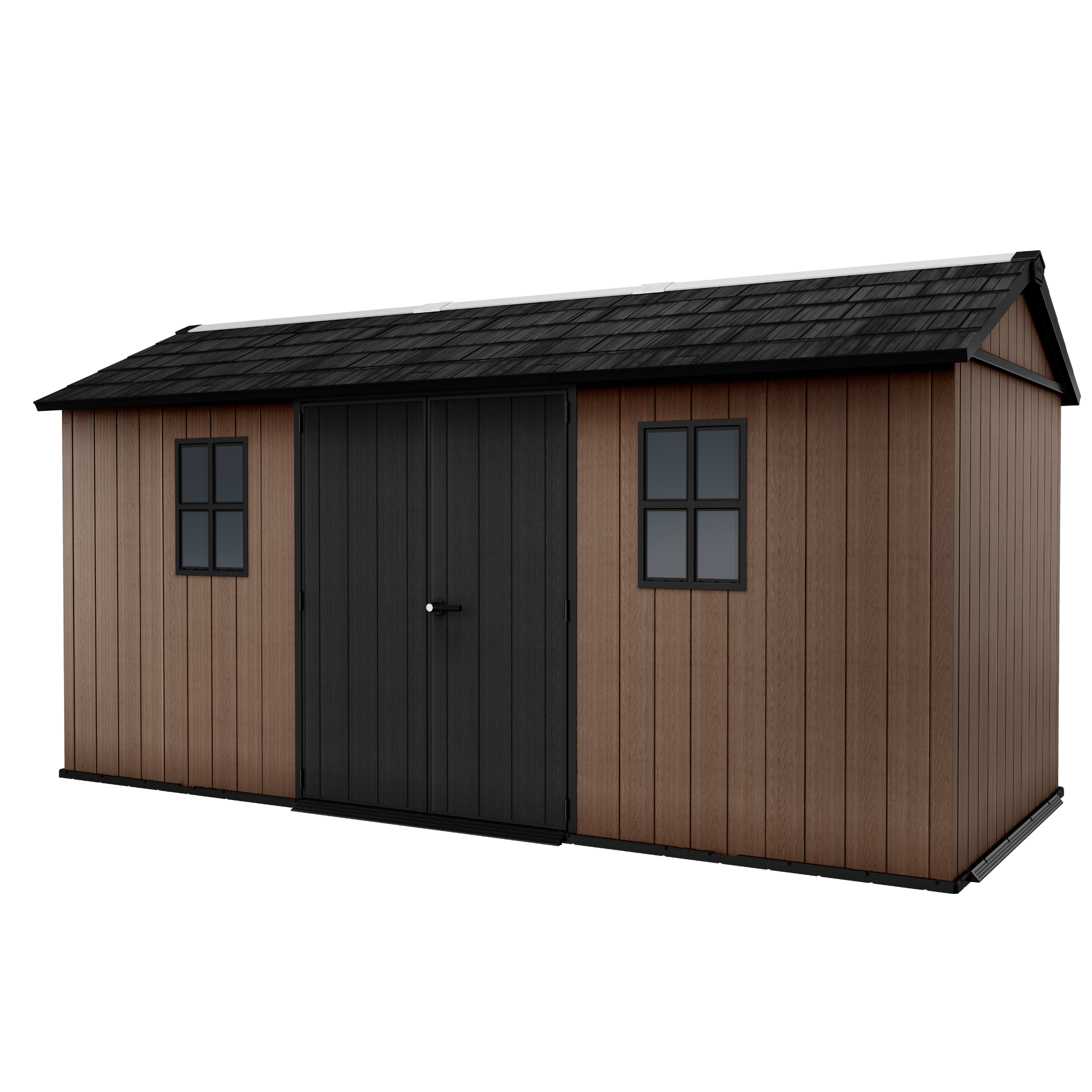 Evotech "Nido Plus 7515/1575" garden shed in brown with two mounting options
