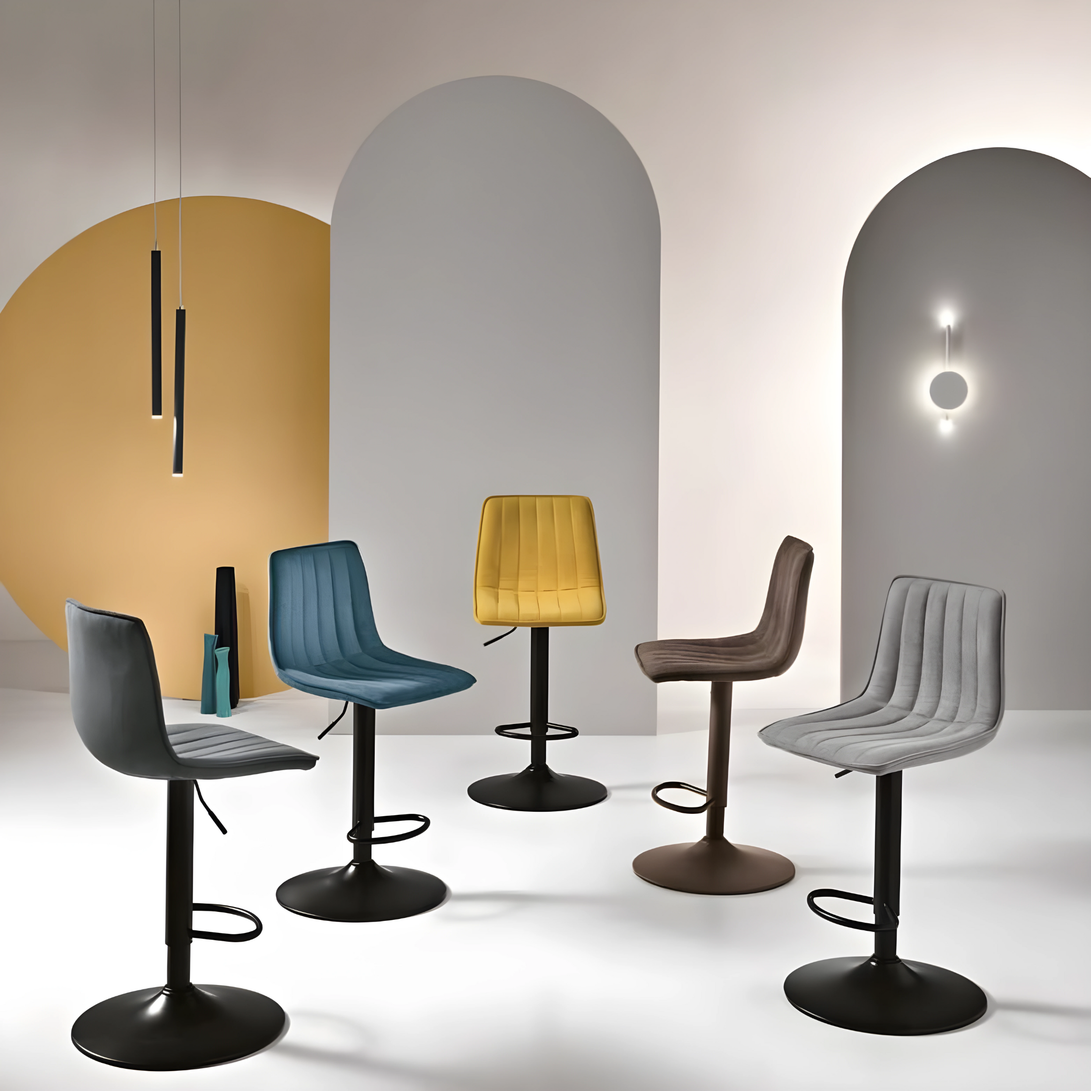 Set of "Palmer" padded fabric stools, 45x45 cm, 91h