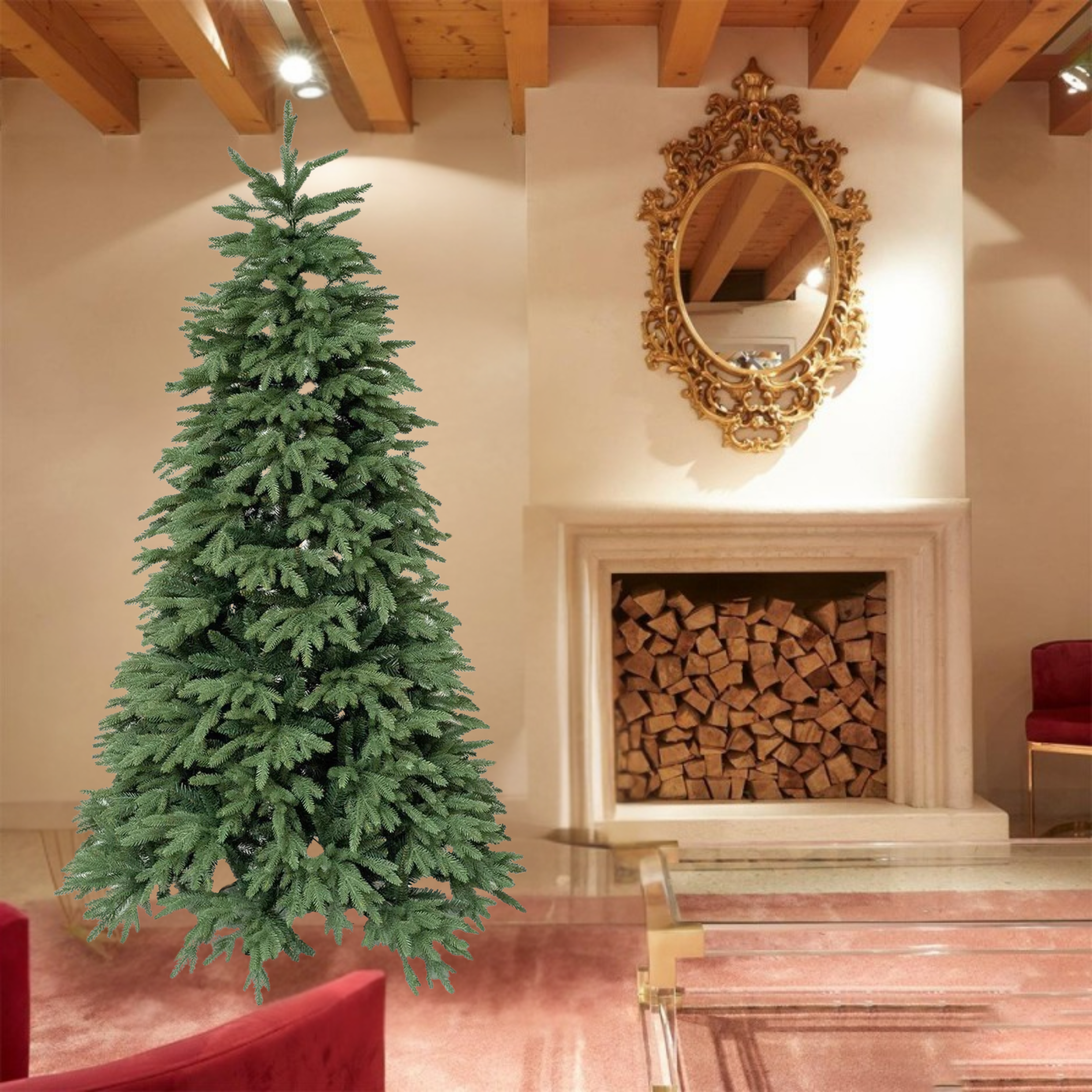 Slim "Kenny" Christmas tree in Real Touch effect PE + PVC of the highest quality