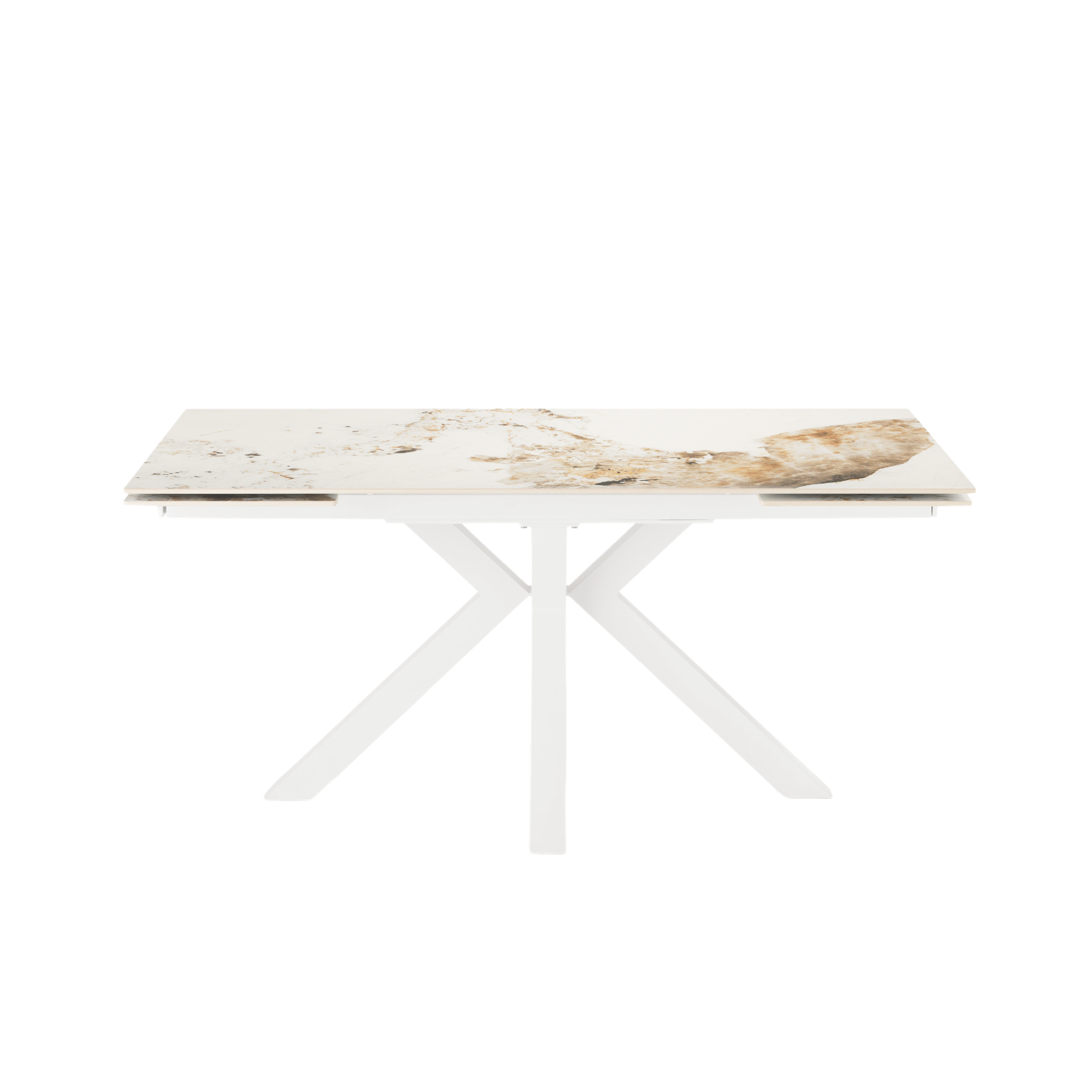 Extendable "Korven" table in marble-effect sintered stone with 2 extensions, 160/240x91 cm, 74h