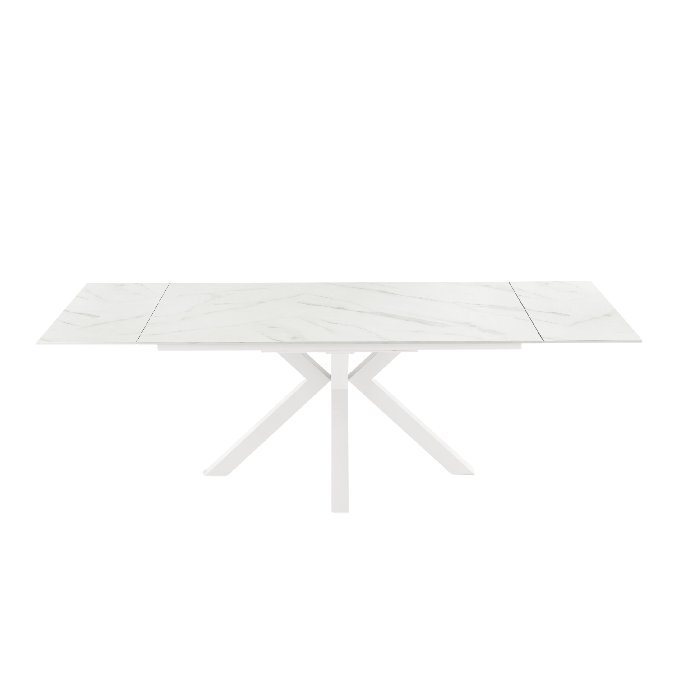 Extendable "Korven" table in marble-effect sintered stone with 2 extensions, 160/240x91 cm, 74h
