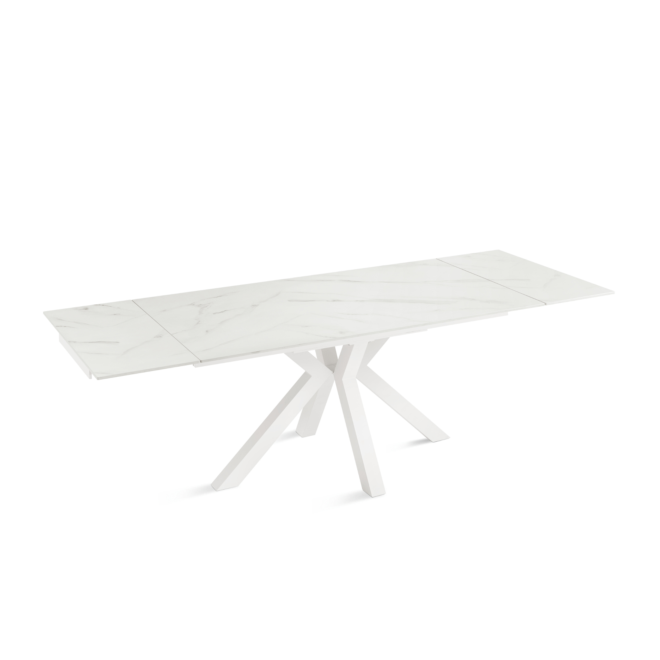 Extendable "Korven" table in marble-effect sintered stone with 2 extensions, 160/240x91 cm, 74h