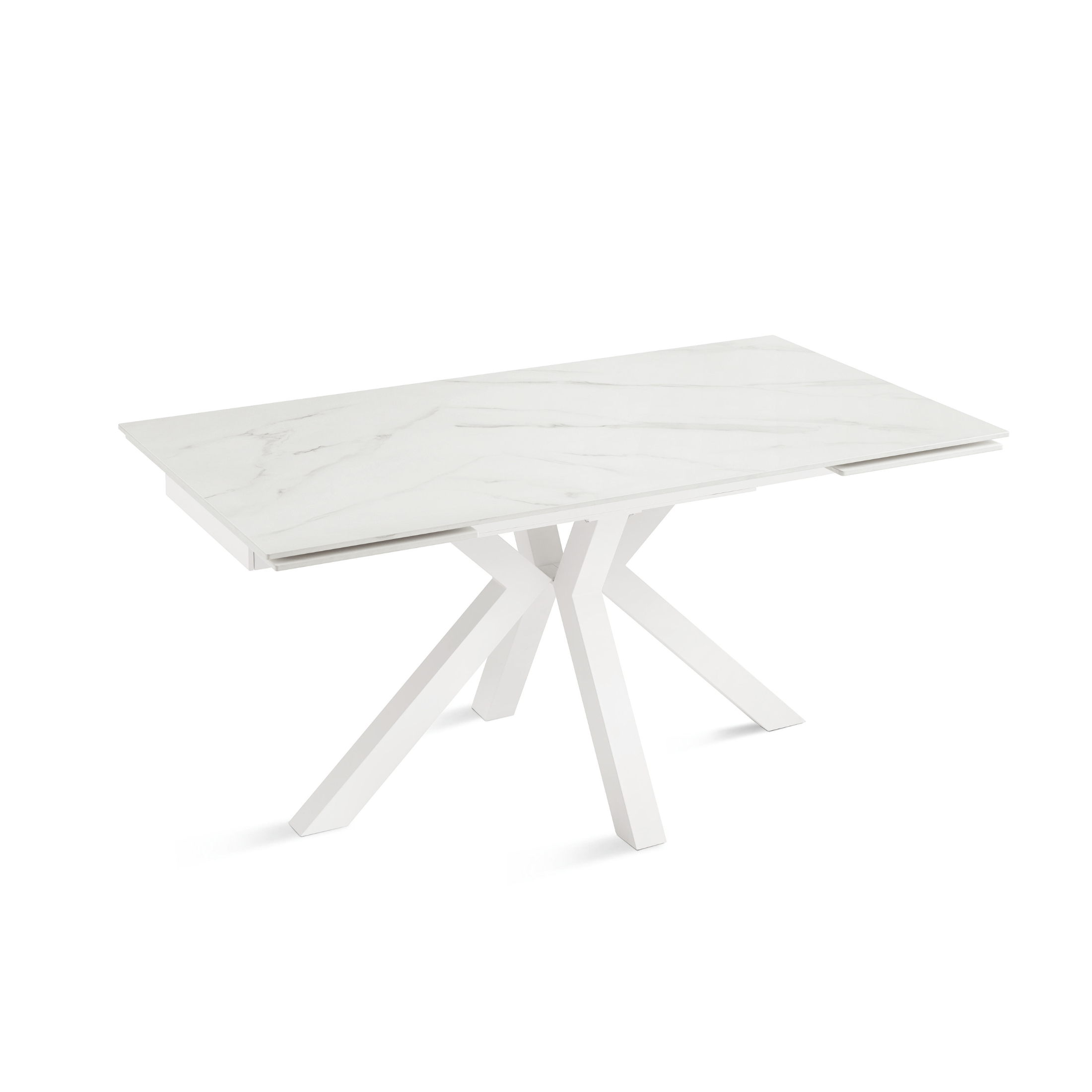 Extendable "Korven" table in marble-effect sintered stone with 2 extensions, 160/240x91 cm, 74h