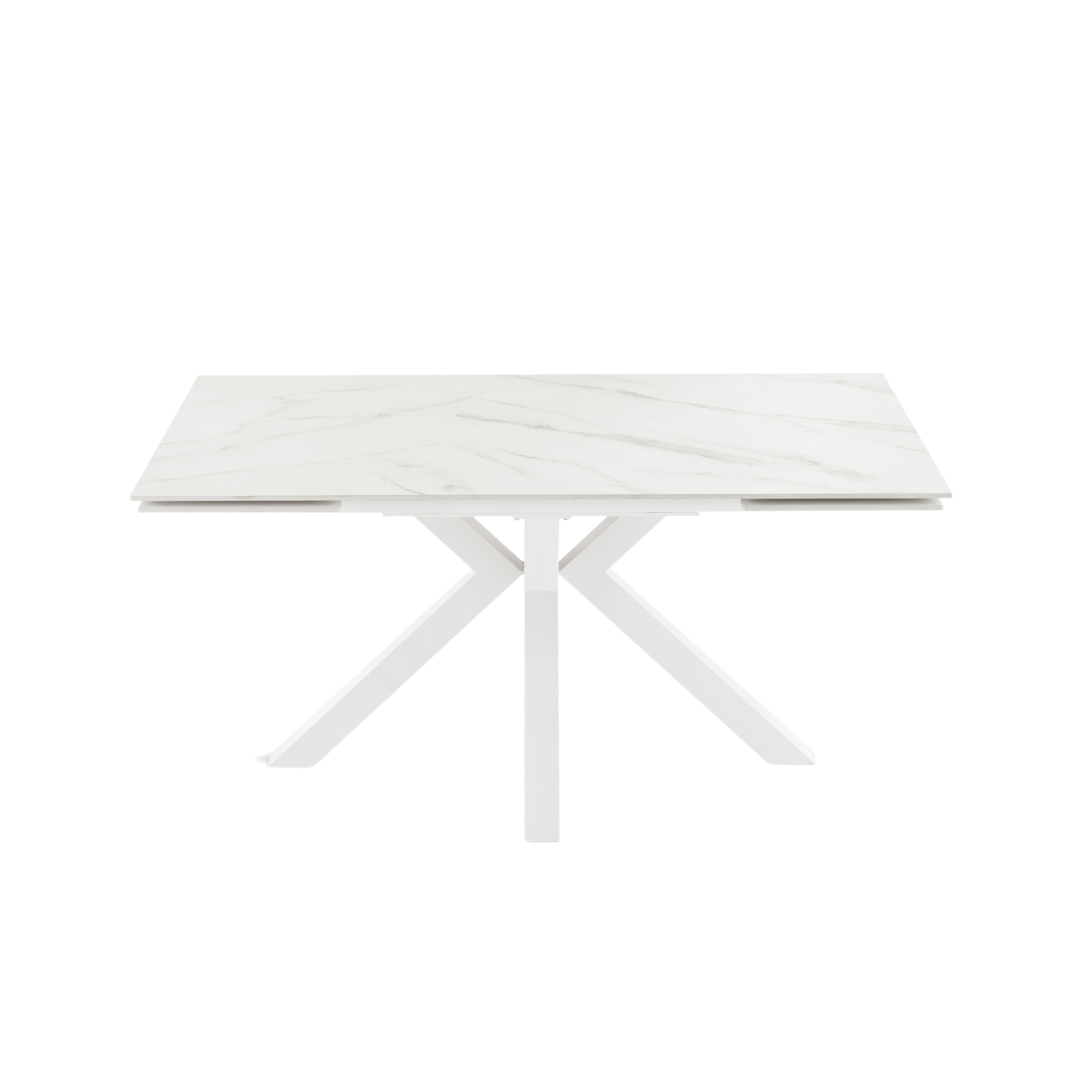 Extendable "Korven" table in marble-effect sintered stone with 2 extensions, 160/240x91 cm, 74h