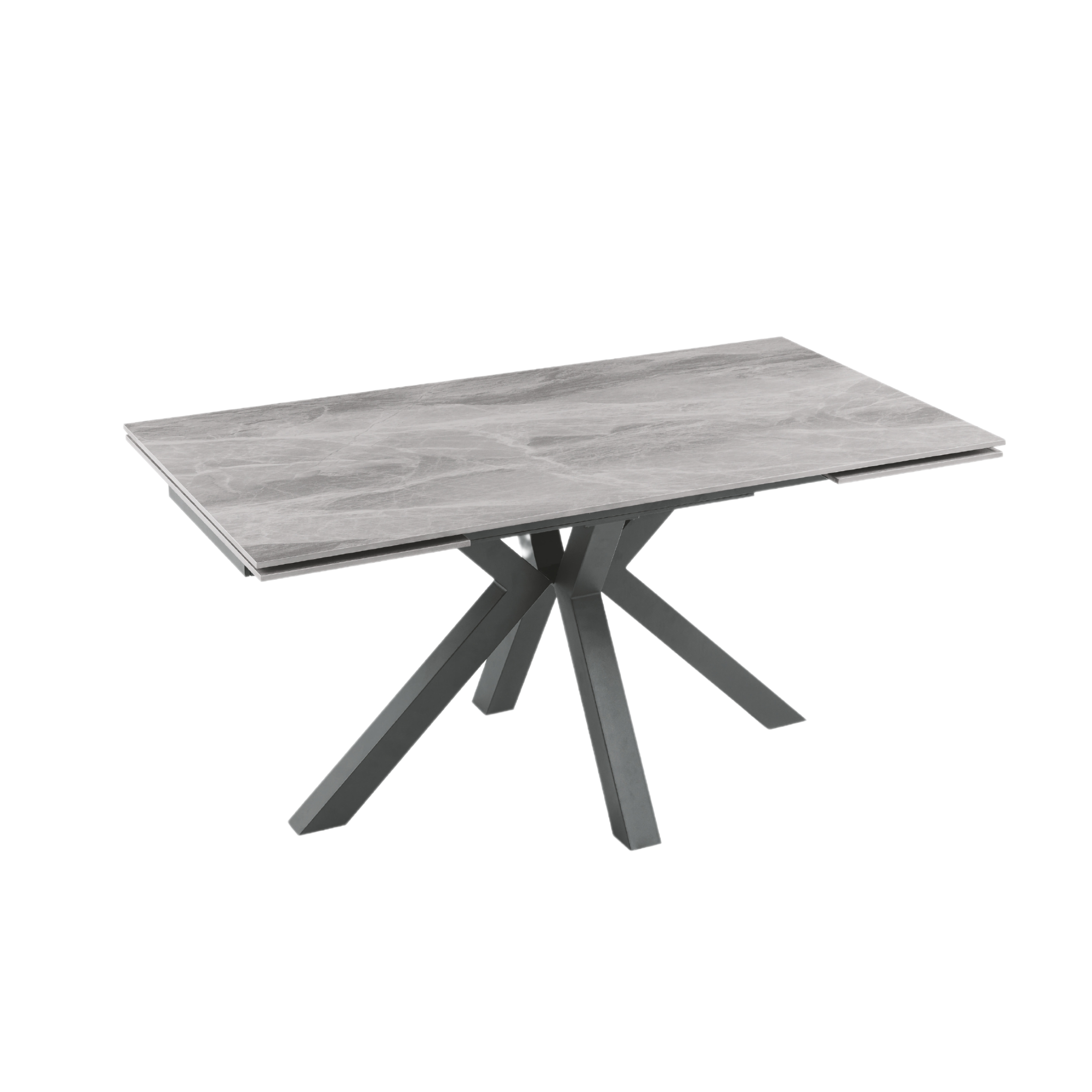 Extendable "Korven" table in marble-effect sintered stone with 2 extensions, 160/240x91 cm, 74h