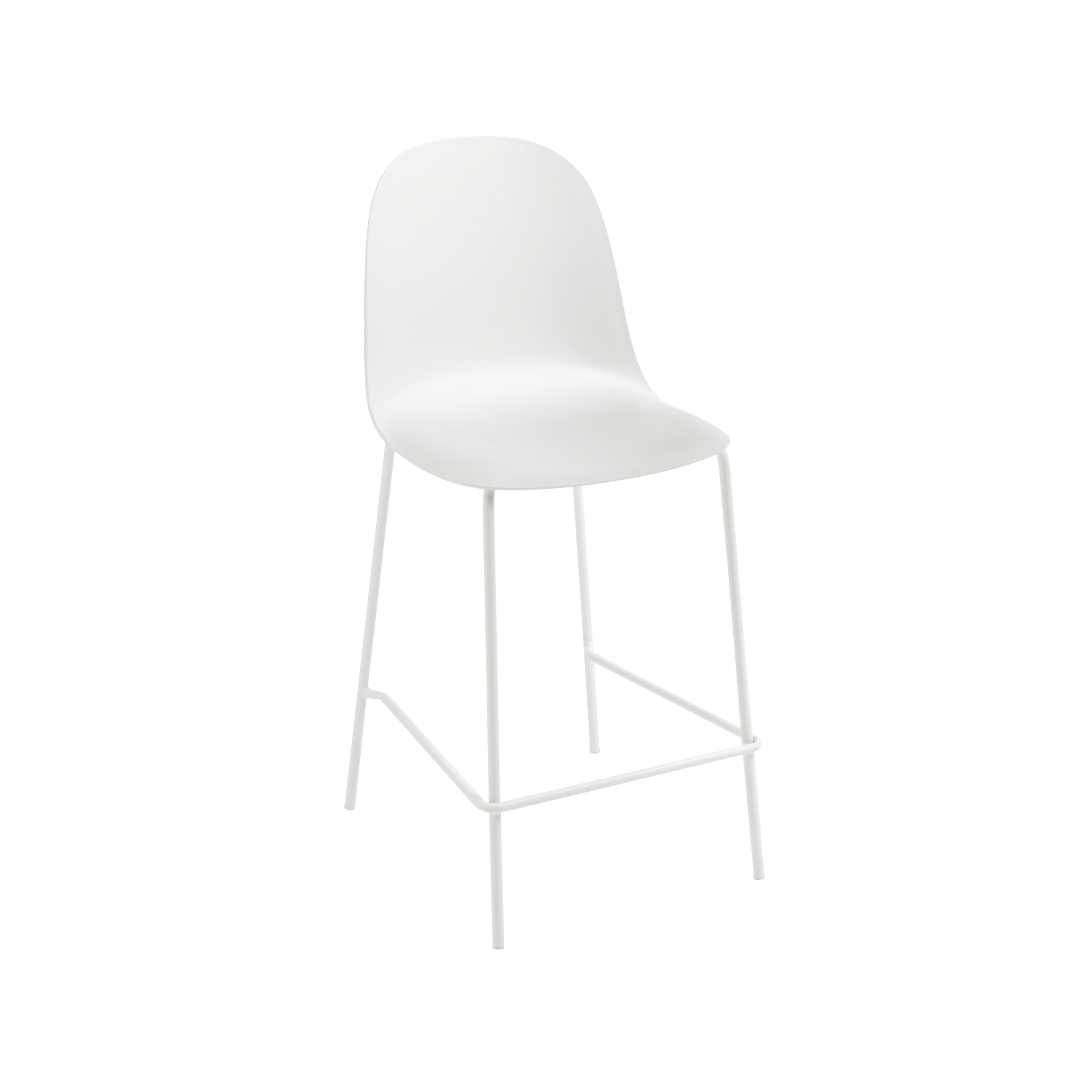 Set of modern "Leandro" stools in polypropylene with metal frame, 45x49 cm, 100 cm high.