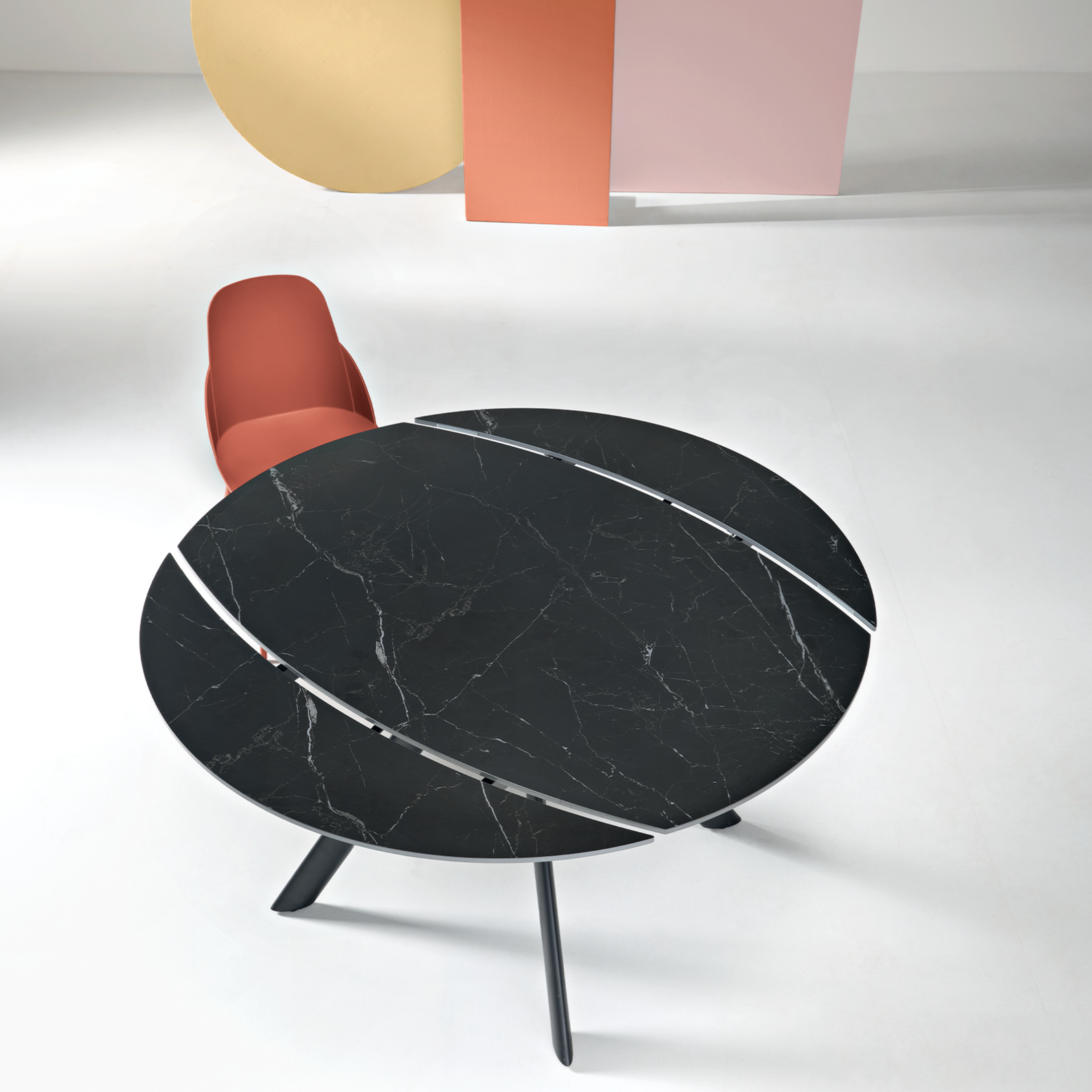 Extendable "Lena" marble-effect table with swivel top, 135x87 cm, 78h