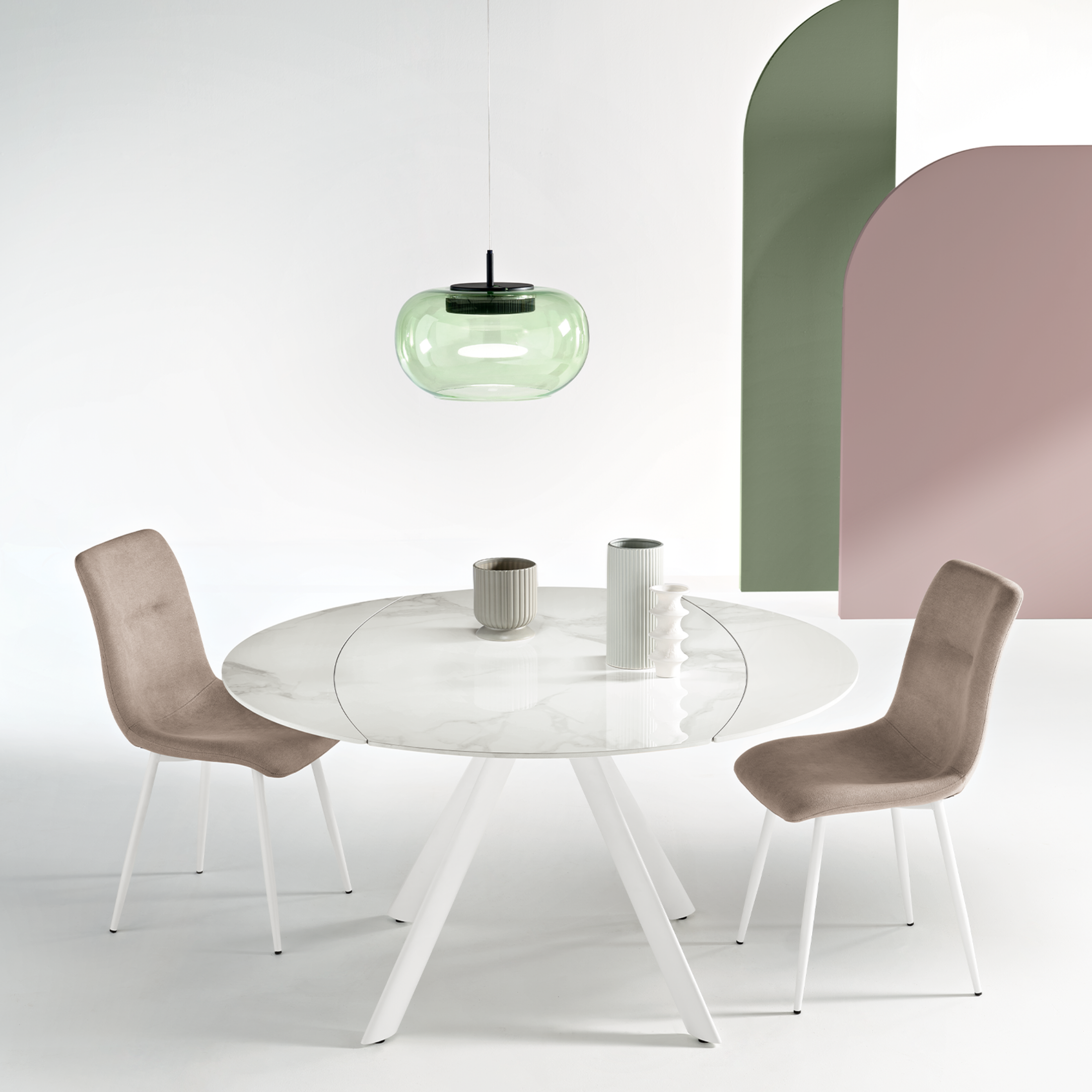 Extendable "Lena" marble-effect table with swivel top, 135x87 cm, 78h