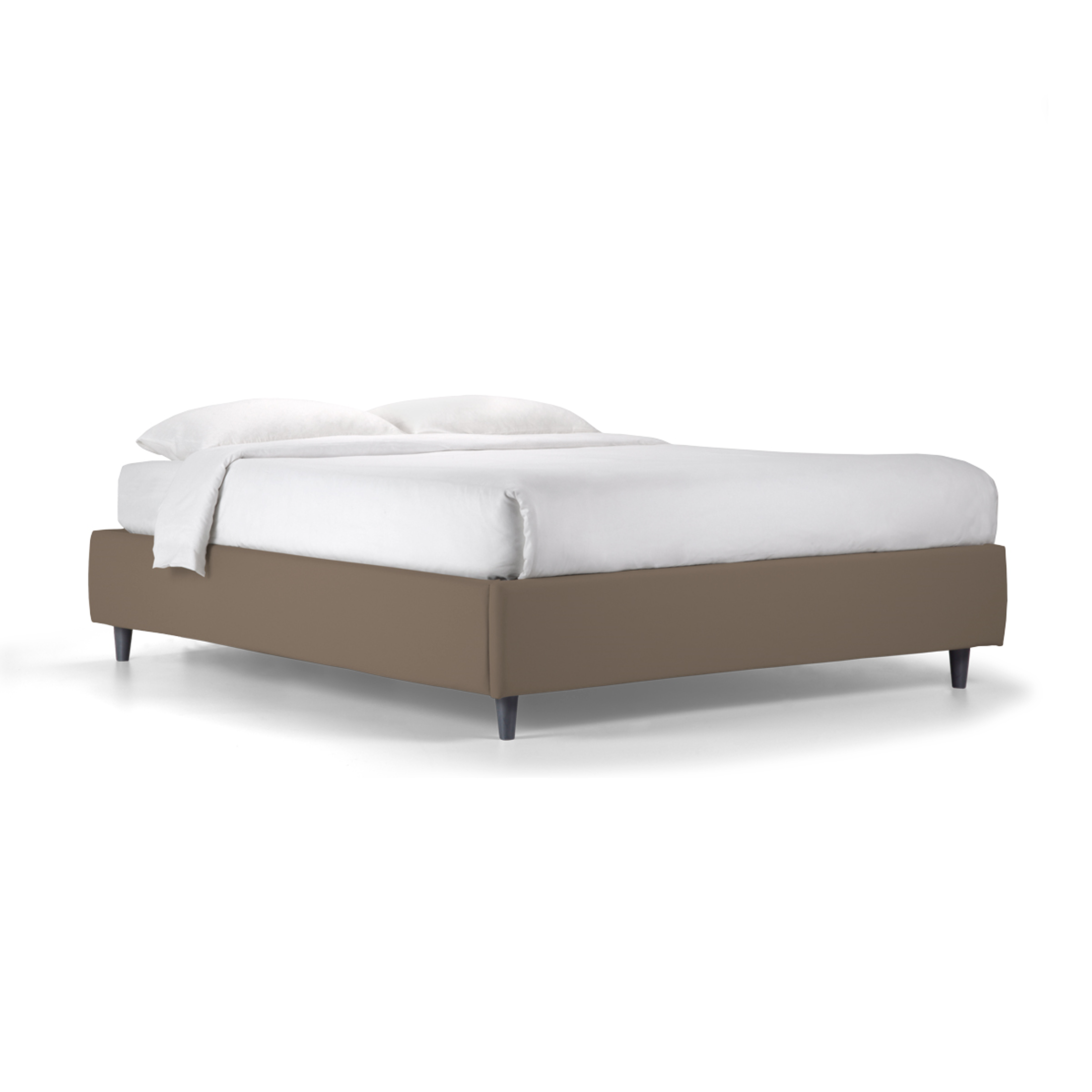 "Lugano" spacious storage bed with base without headboard in vegan leather with conical foot
