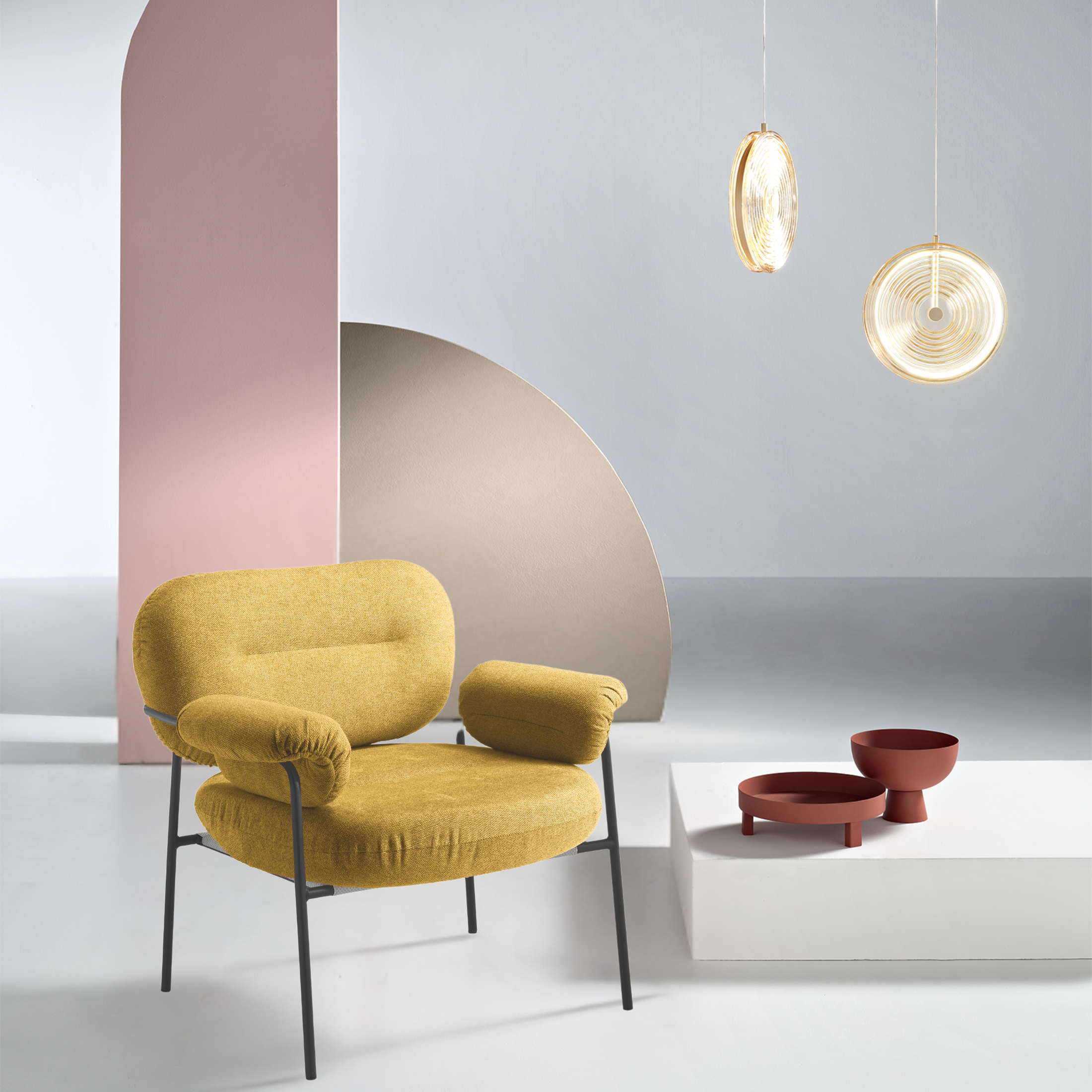 Modern fabric armchair "Lumisera" with metal frame 80x79 cm 75h