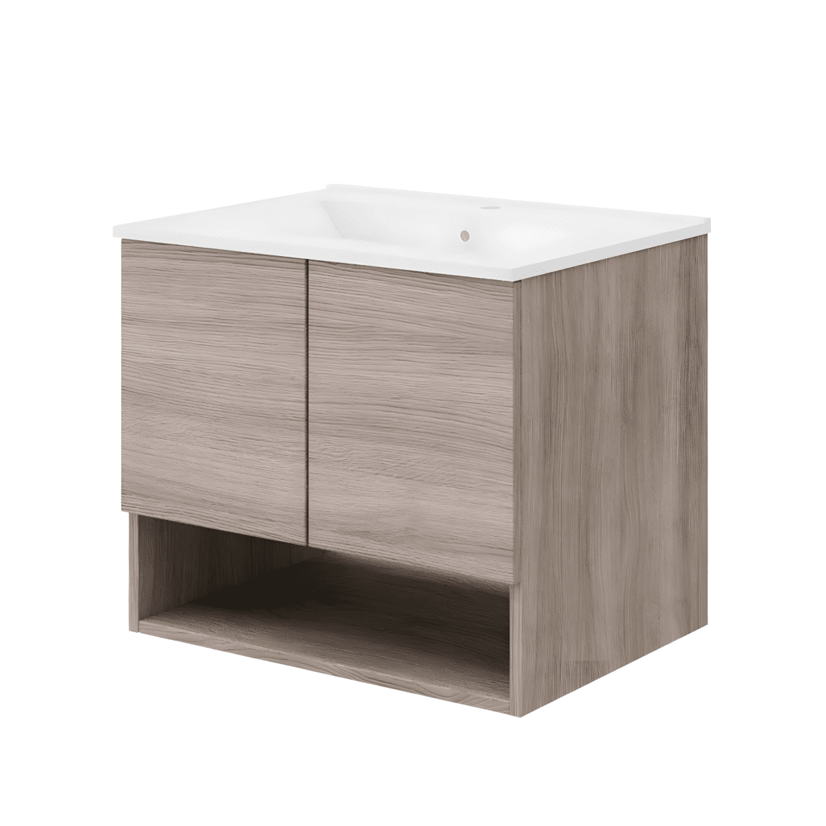 Mobile da bagno sospeso "Lunaris2" con lavabo integrato a 2 ante moderno con specchio LED - MondoViro