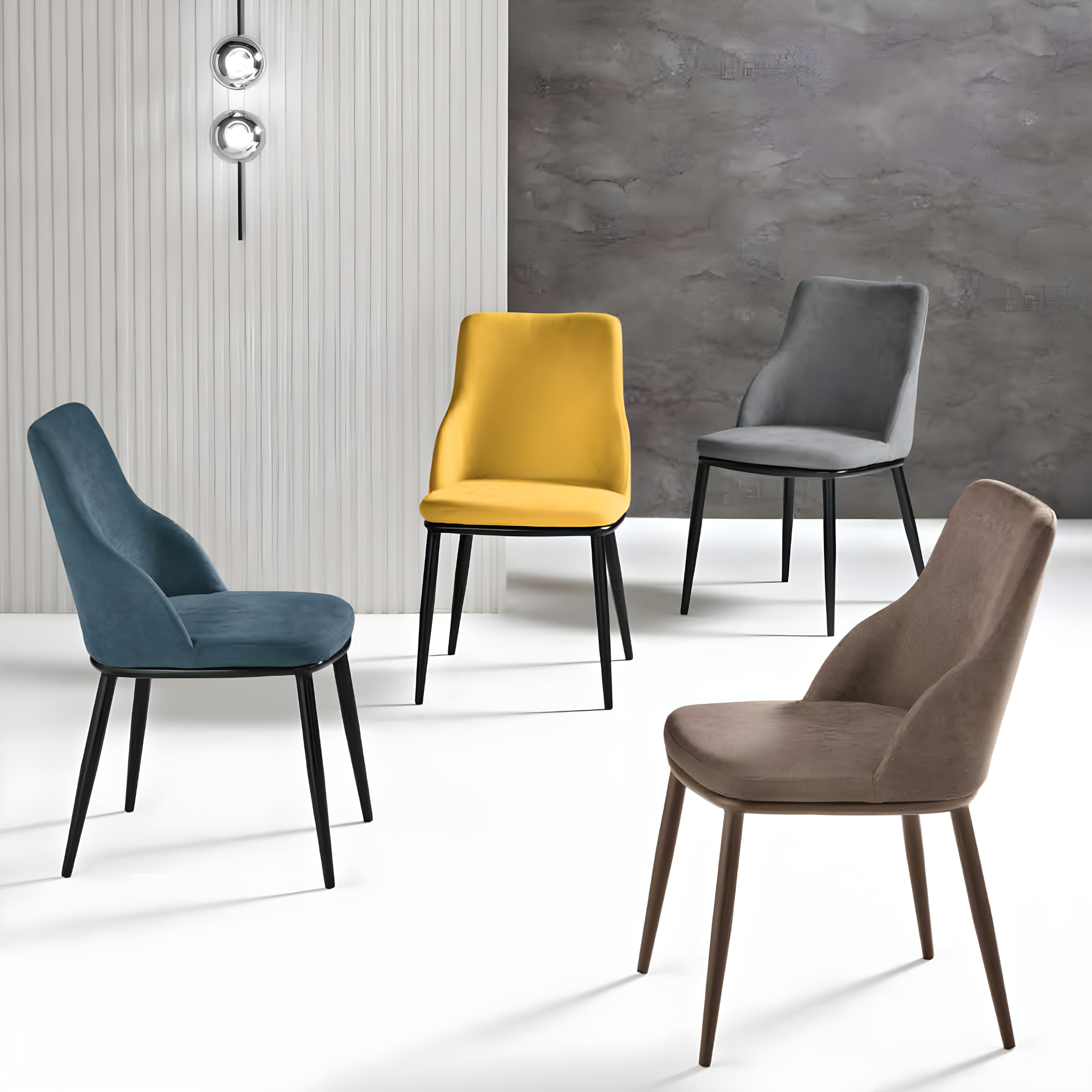 Set of "Malvina" fabric dining chairs with metal frame, 48x62 cm, 85 cm high