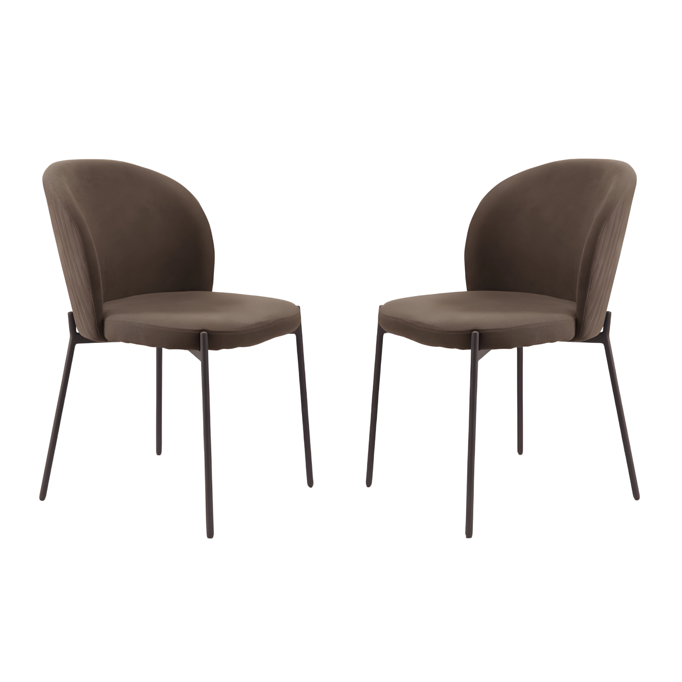 Set of modern "Lizzy" dining chairs in padded fabric, 80x45 cm, 55 cm high.