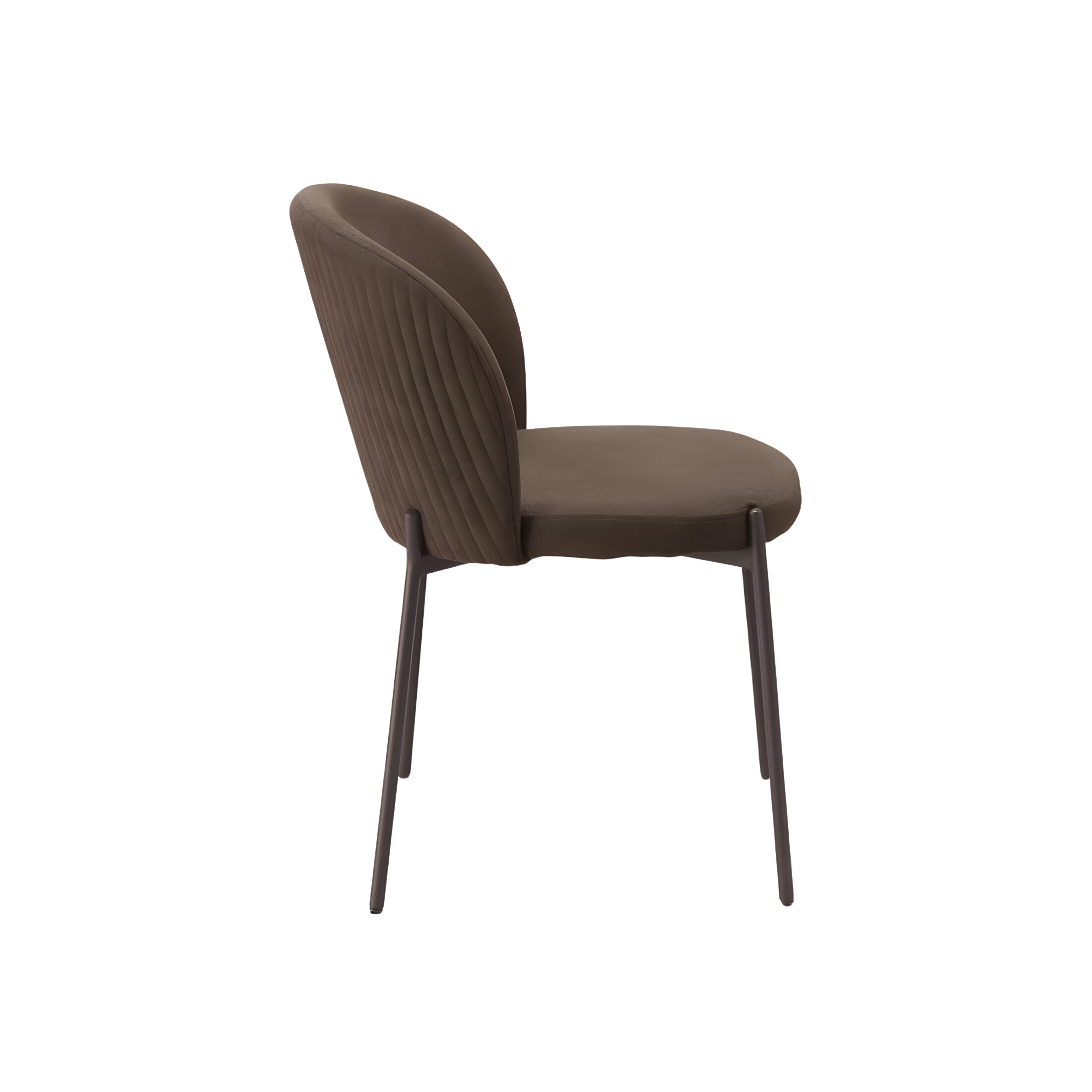 Set of modern "Lizzy" dining chairs in padded fabric, 80x45 cm, 55 cm high.