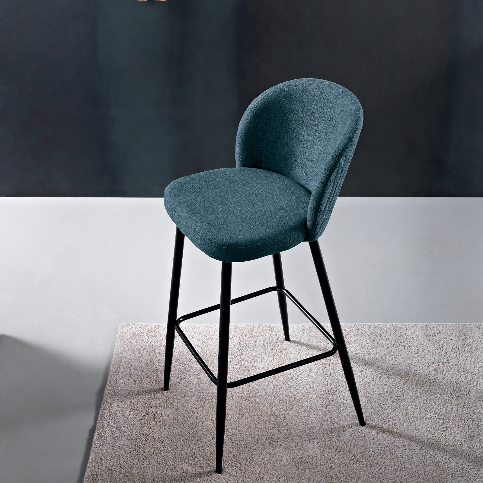 Set of modern high stools "Lizzy" in padded fabric cm 48x53 93h