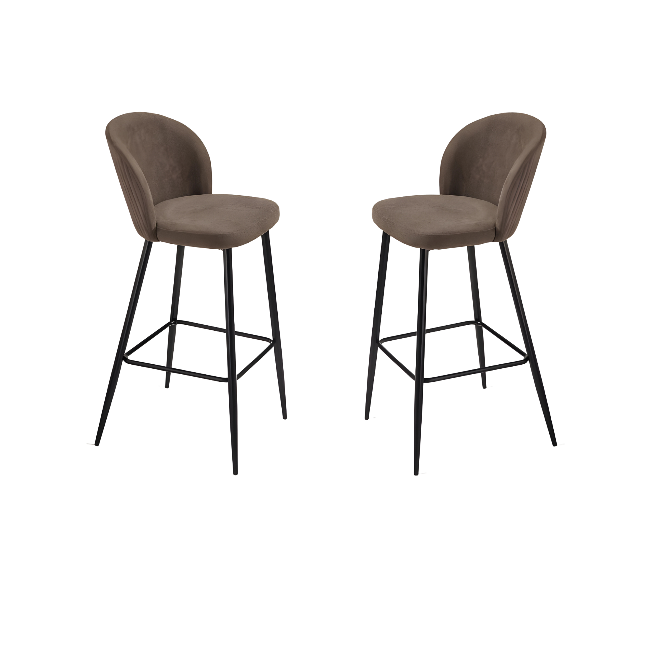Set of modern high stools "Lizzy" in padded fabric cm 48x53 93h