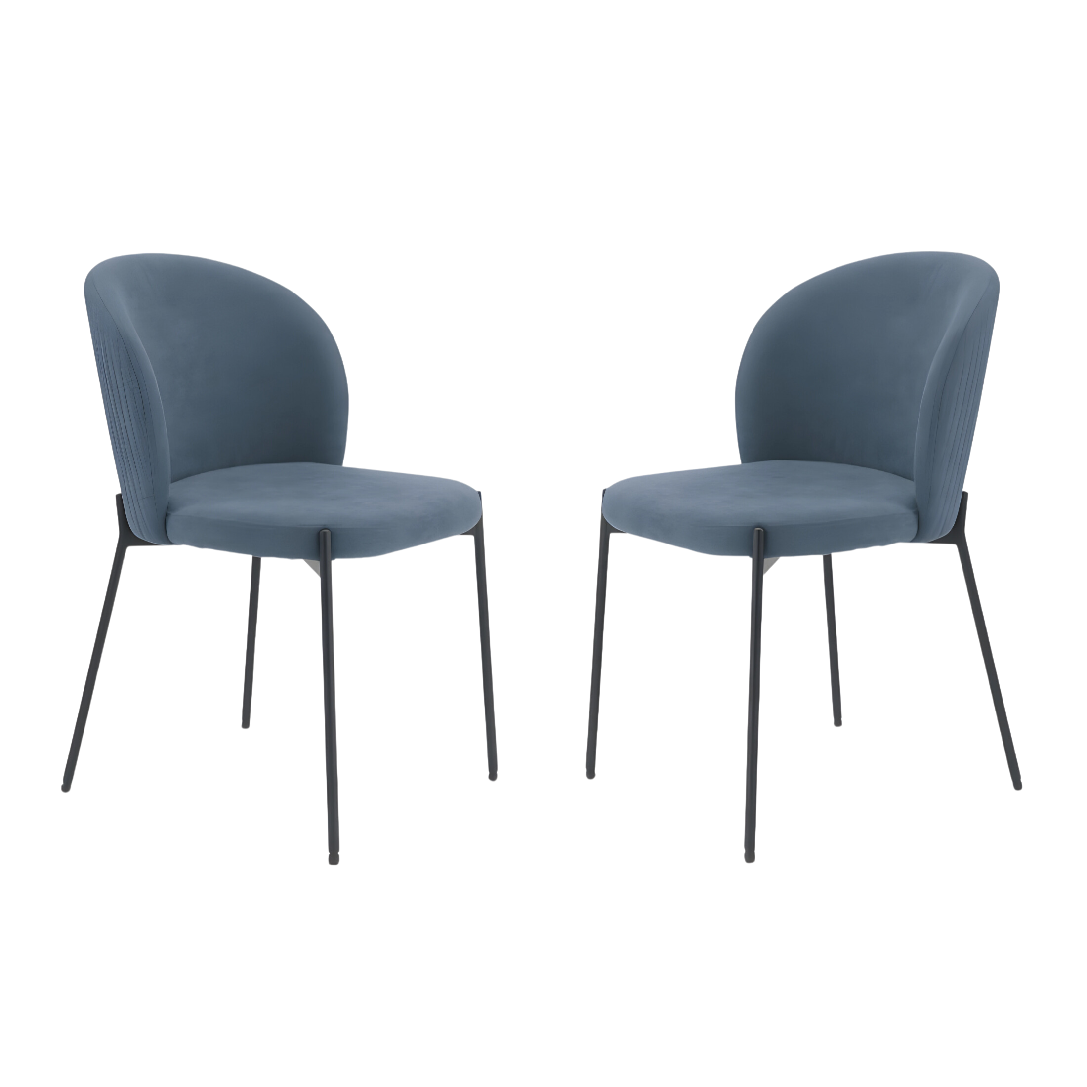 Set of modern "Lizzy" dining chairs in padded fabric, 80x45 cm, 55 cm high.